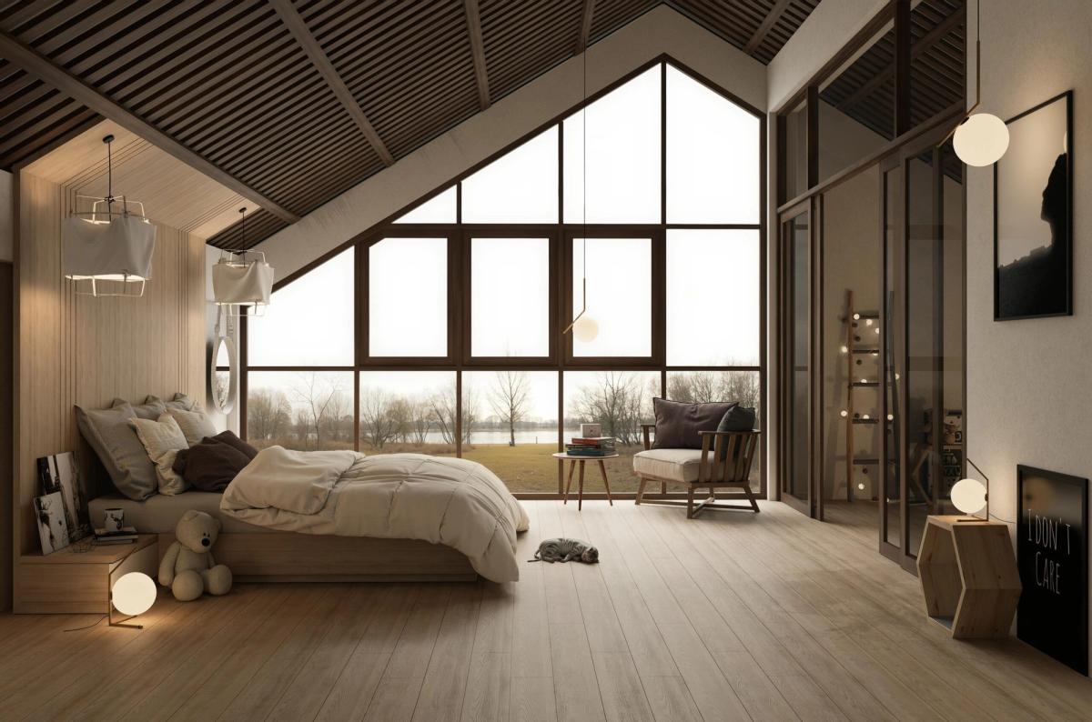 A calm, well set up guest bedroom in a short term rental