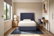 Herne Bay headboard in Truffle Grey, king single, styled bedroom.