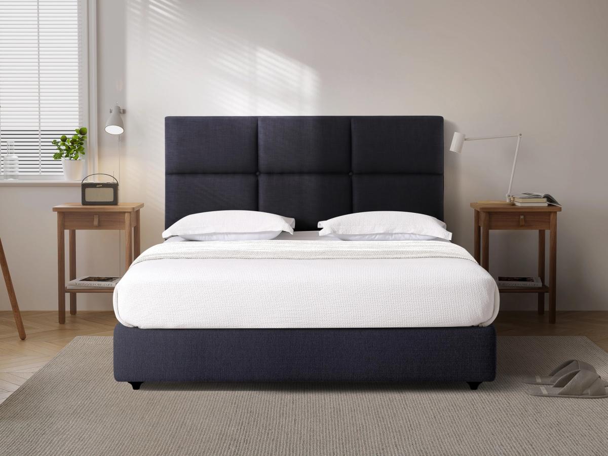 St Clair headboard in Black, styled bedroom.