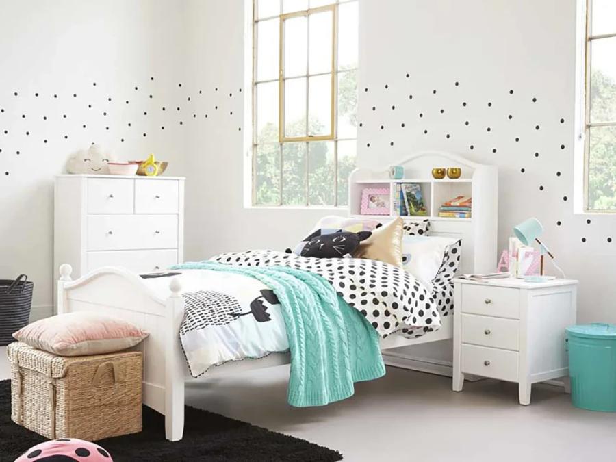 Daisy single bed frame in a styled kids bedroom.