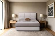 St Clair headboard in Alabaster, queen, styled bedroom.