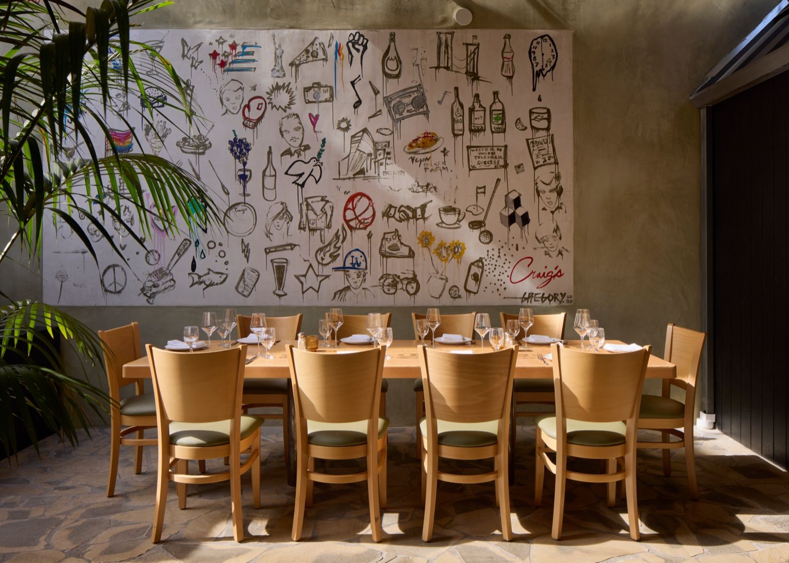 The private dining room at Craig's set for an event