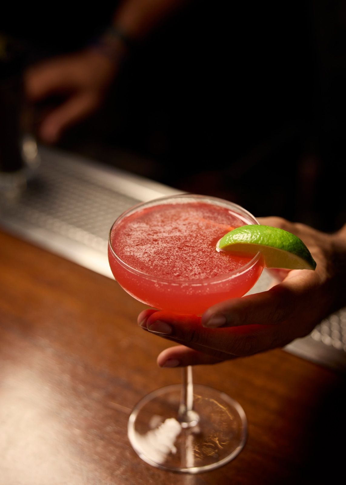 A cosmopolitan made fresh at the bar at Craig's Nashville