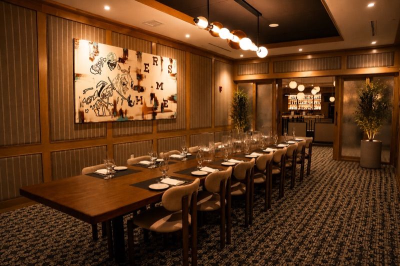 A dressed private dining table ready for booking at Craig's Nashville