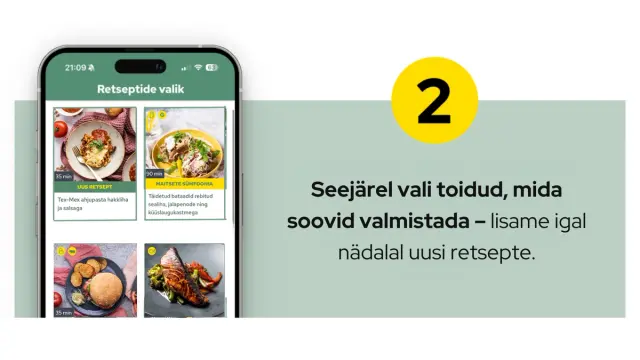 Choose box size selector. Choose number of recipes selector. Save button