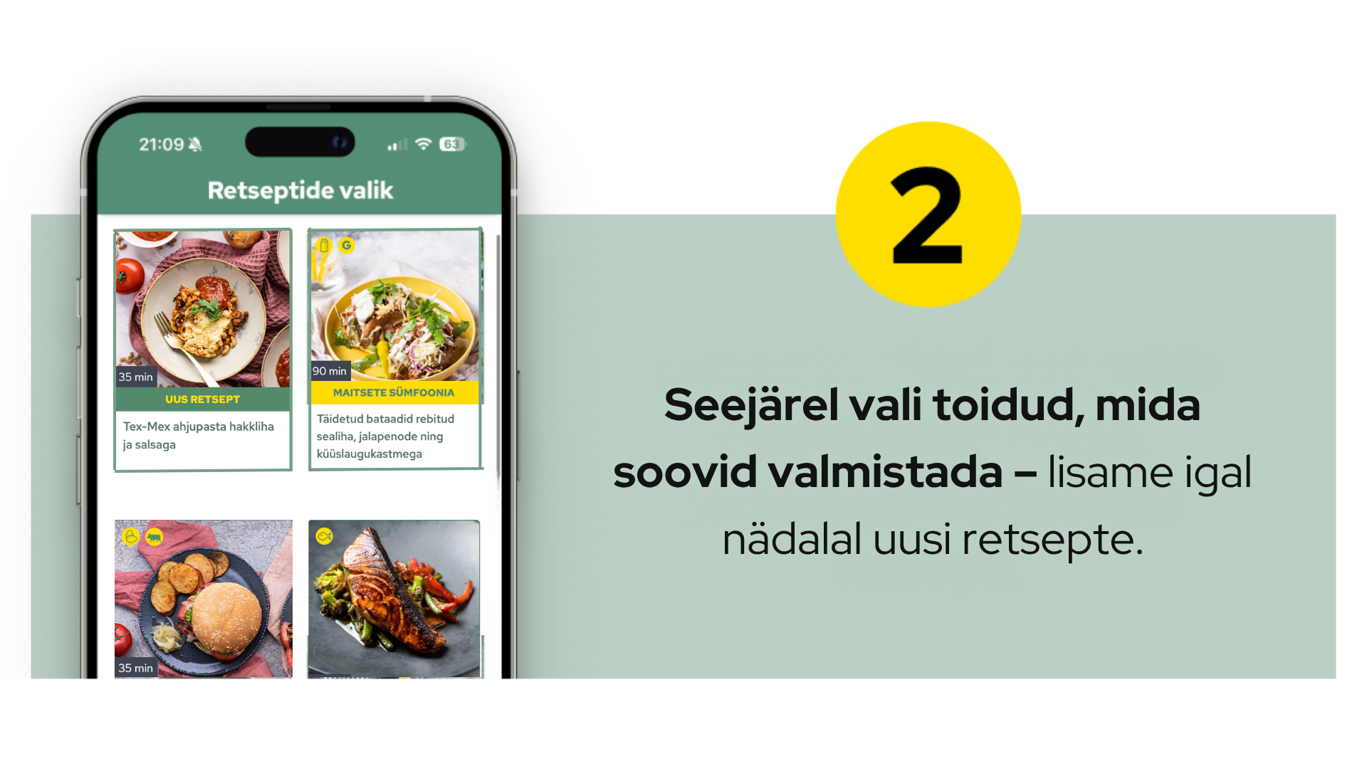Choose box size selector. Choose number of recipes selector. Save button