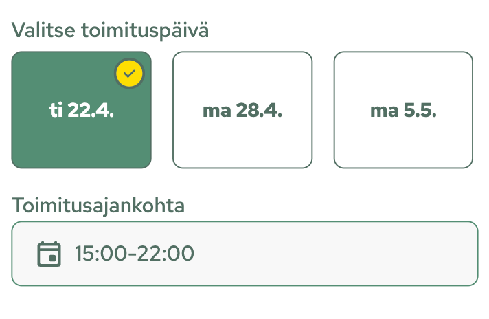 valitse toimituspäivä