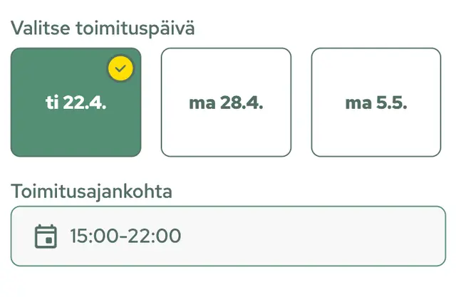 valitse toimituspäivä