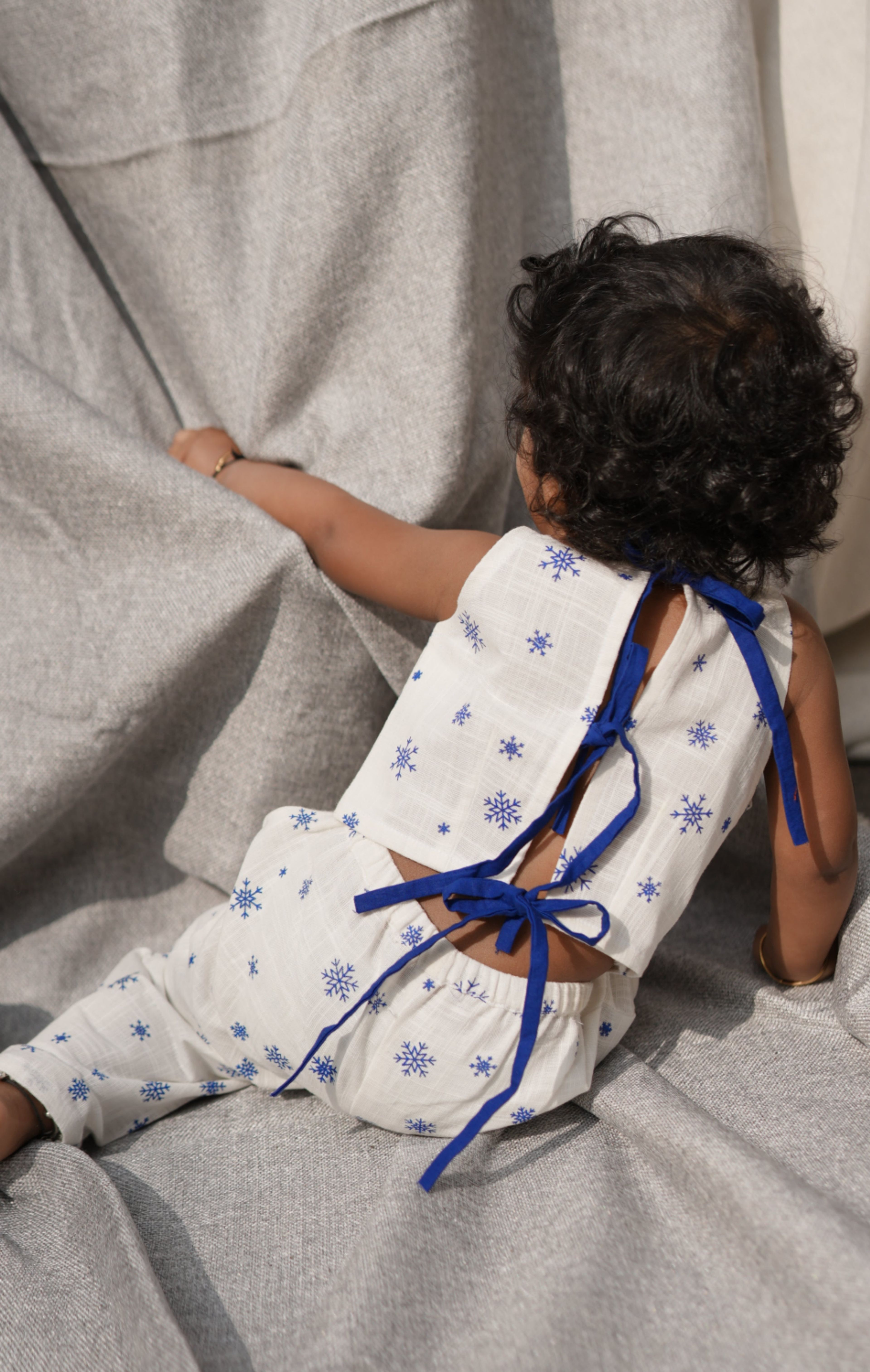 Snow Flake printed - Linen Coerd Set