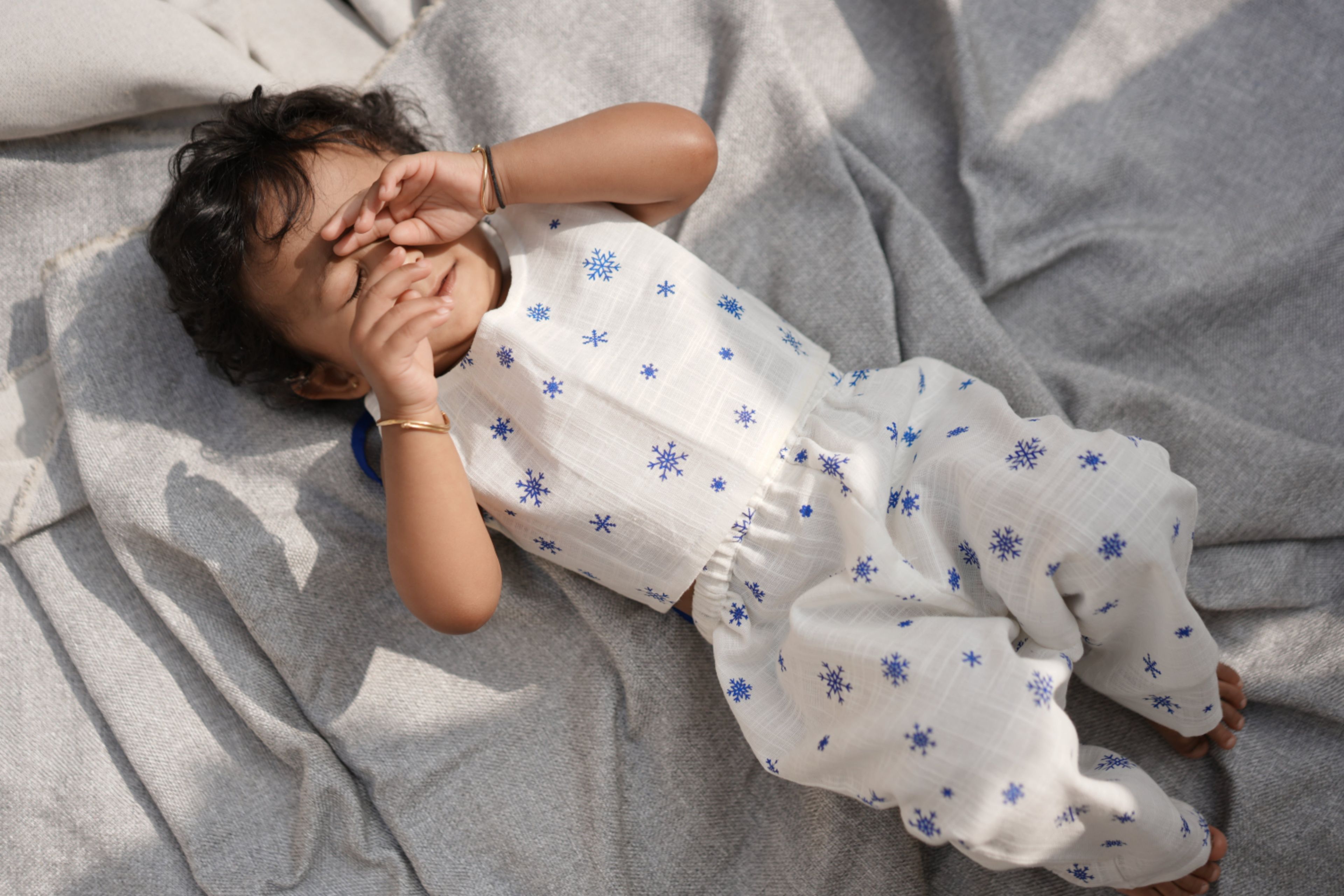 Snow Flake printed - Linen Coerd Set
