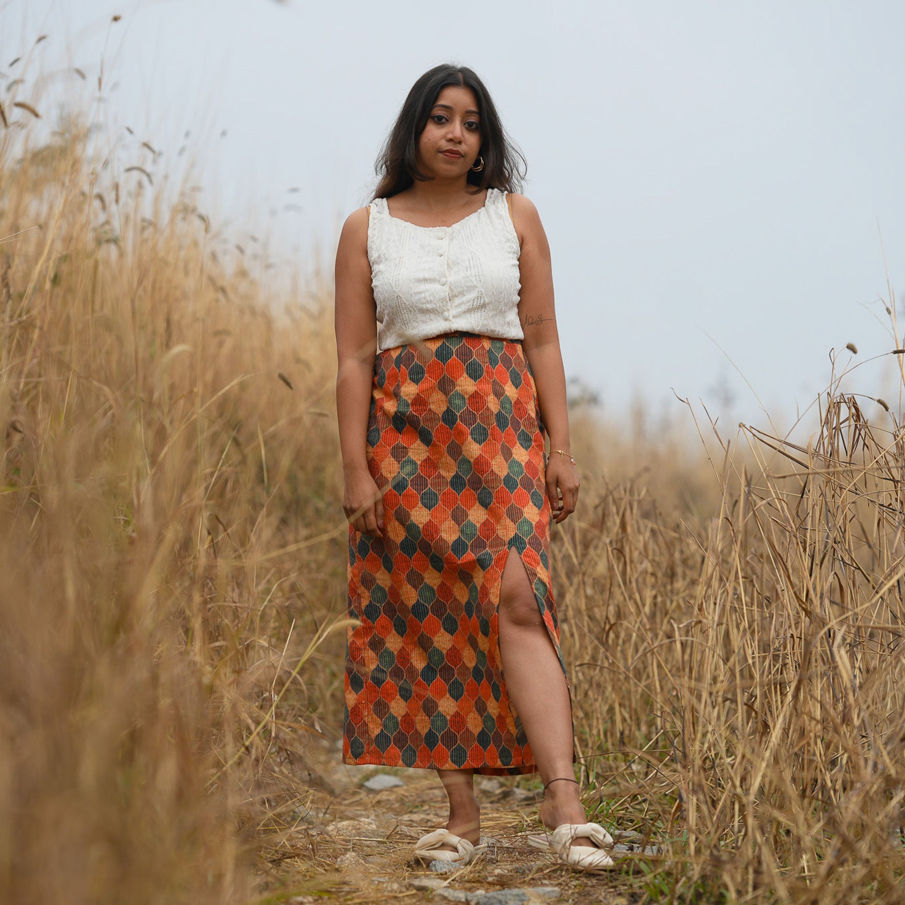 Chanderi Slit Skirt