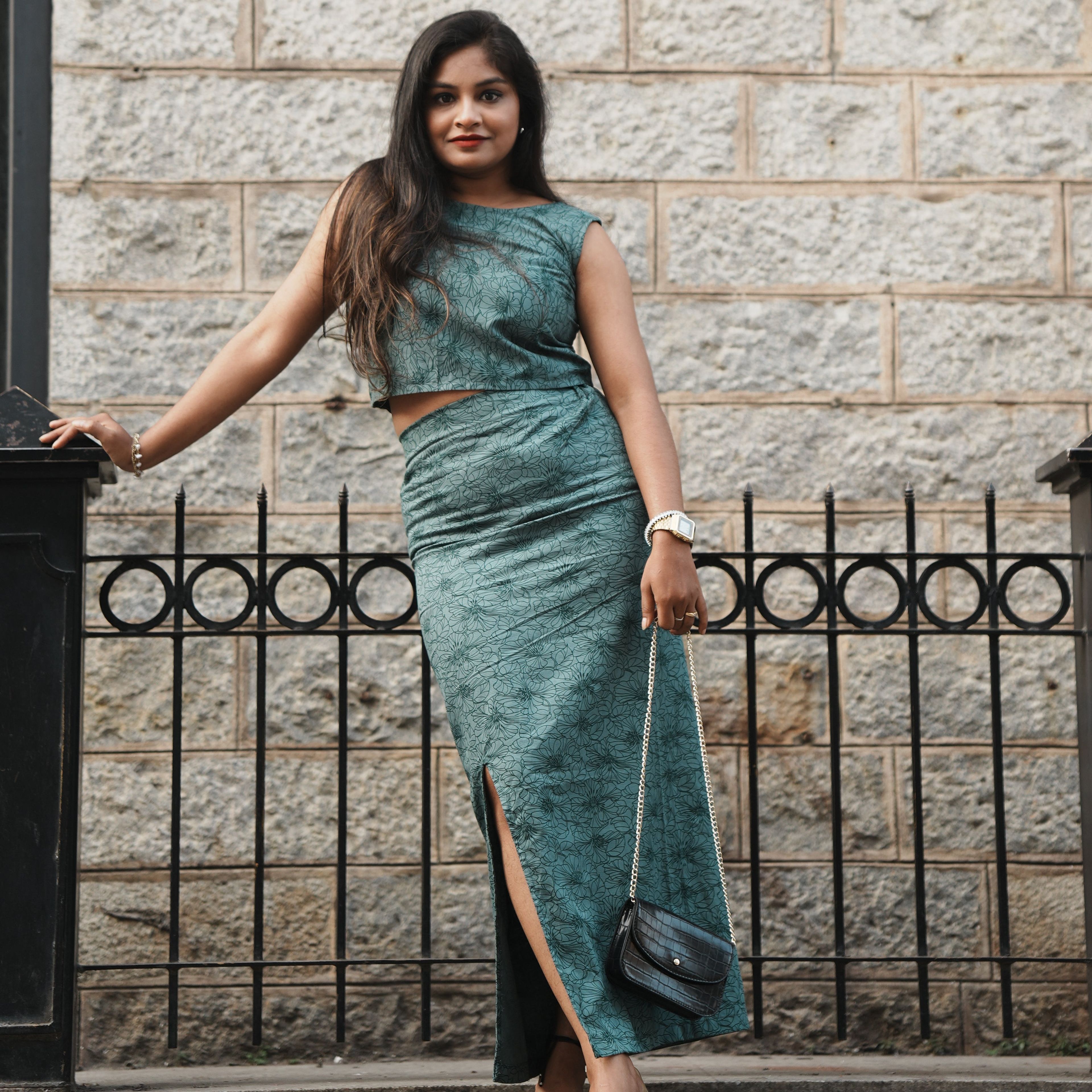 Printed Green coerd set