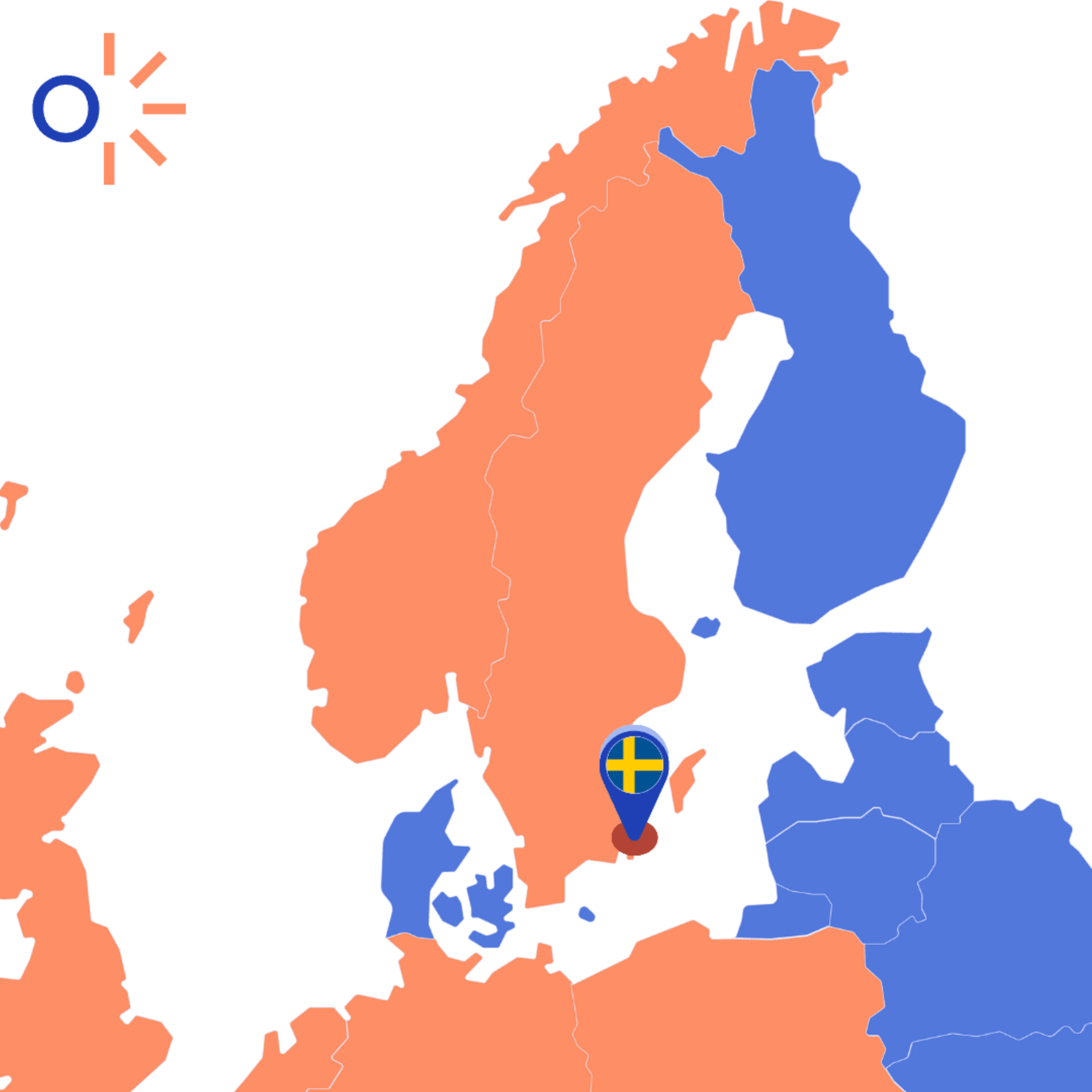 sverigekarta med platsnål på öland
