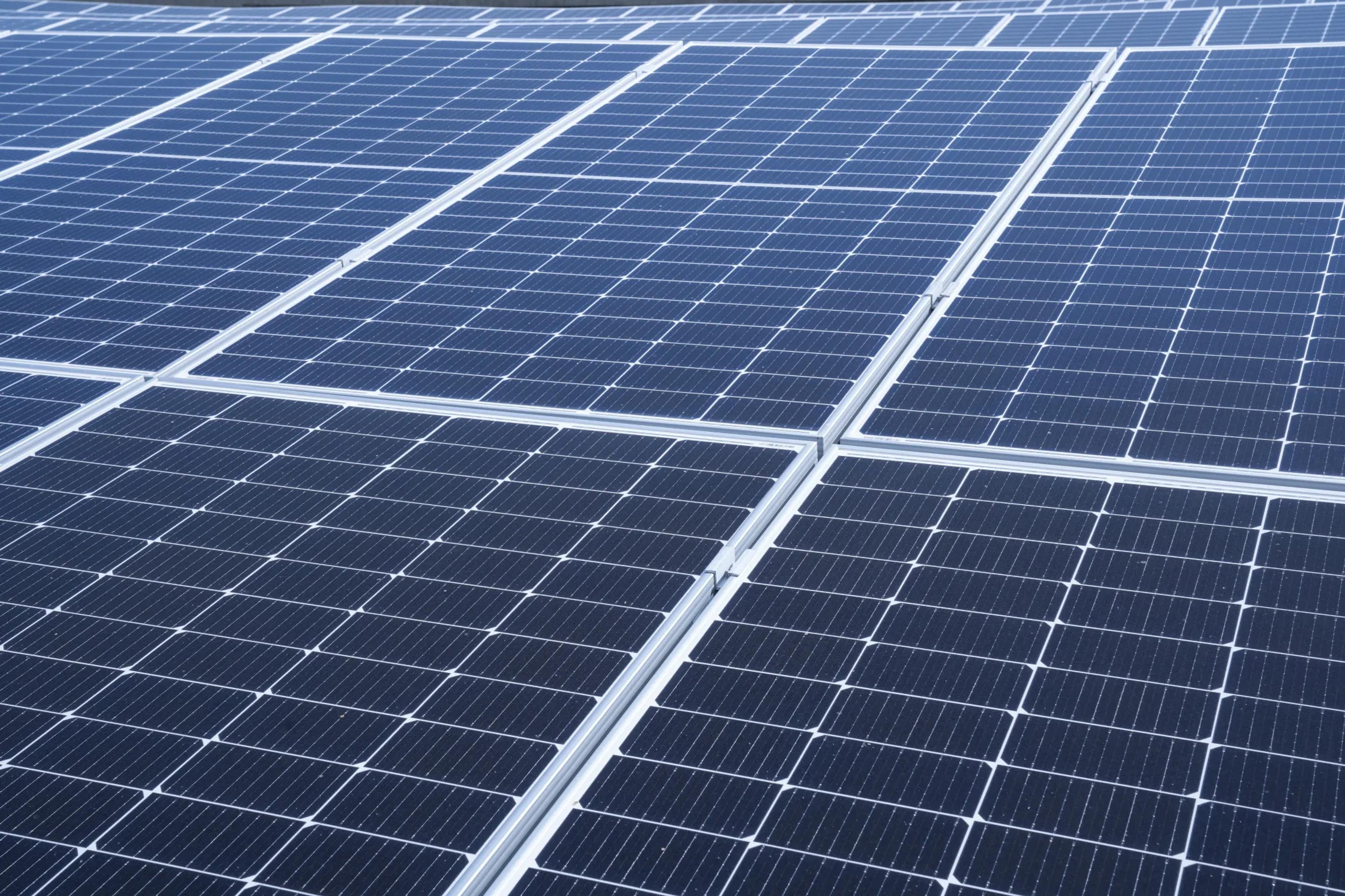 Close up image of a solar panel system