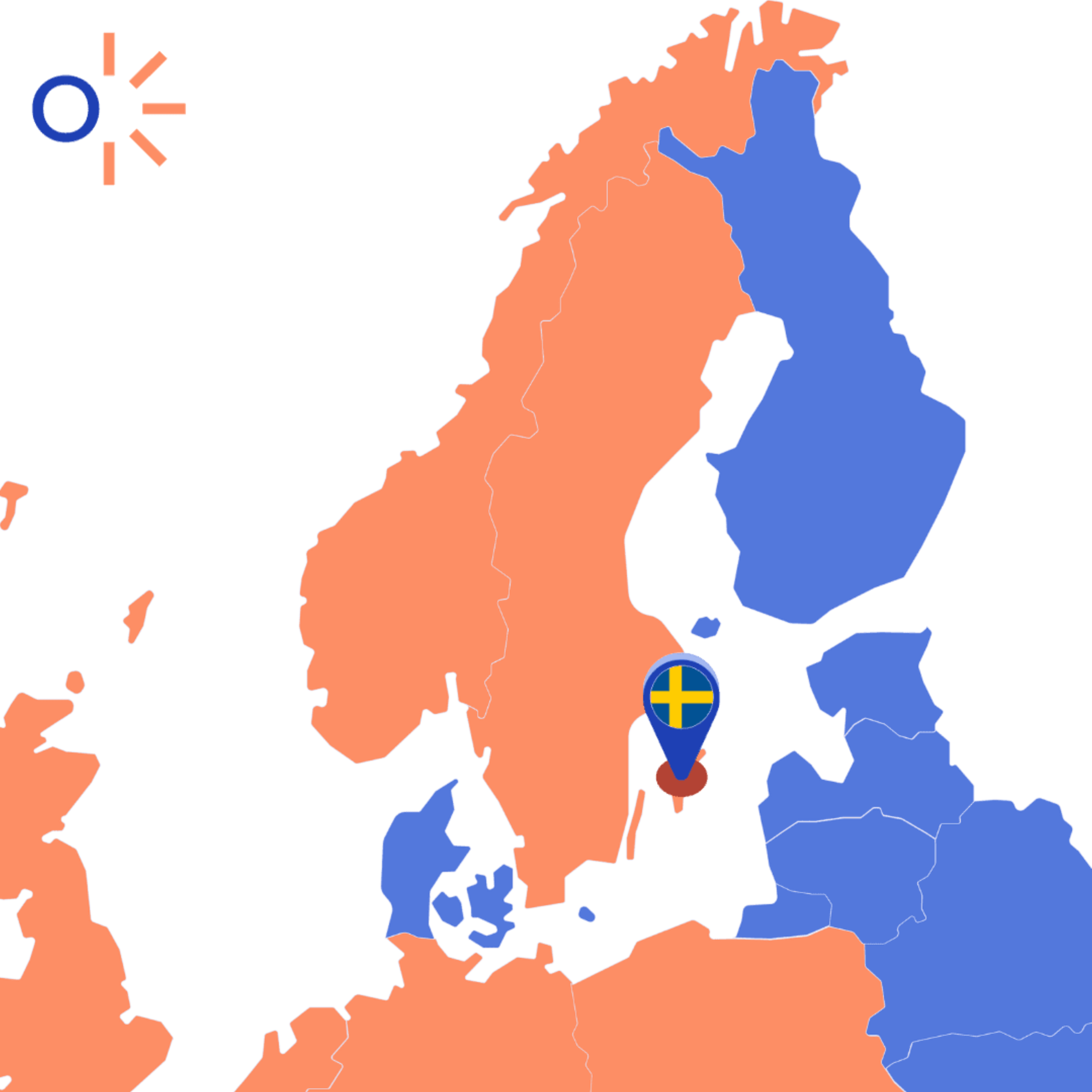 sverigekarta med platsnål på gotlands län