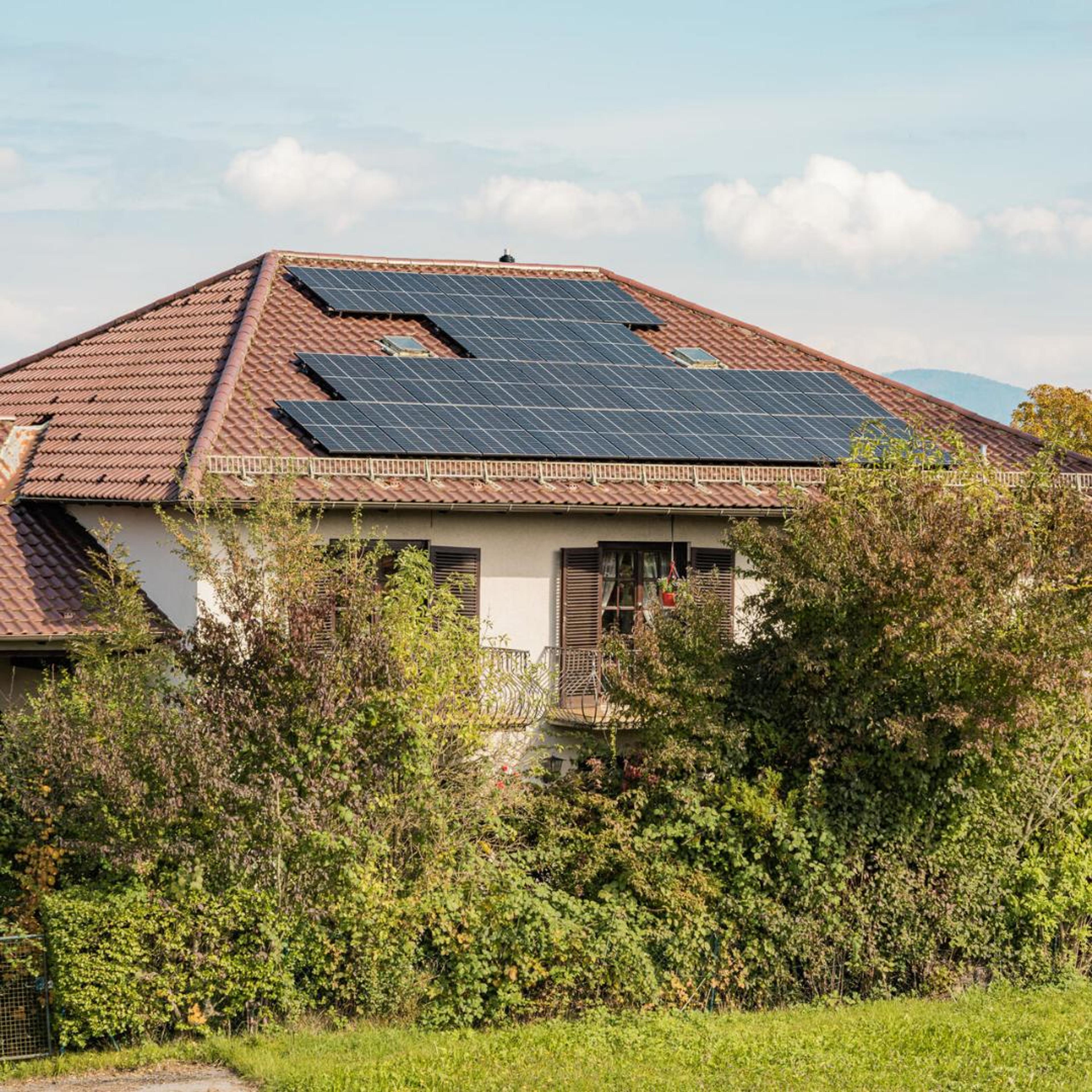 solar panels on roof