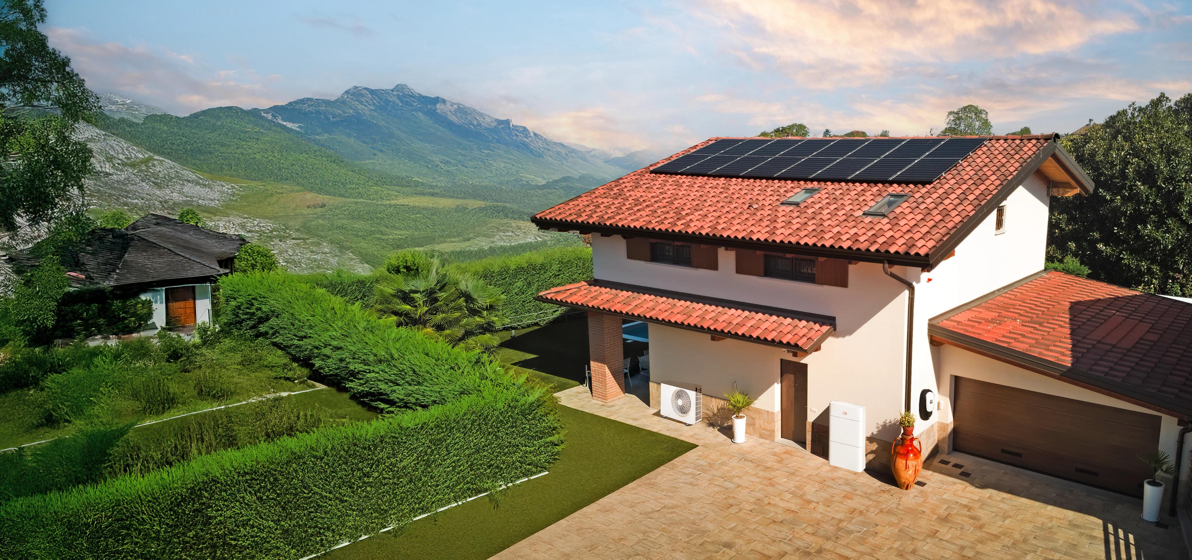 casa con sistema fotovoltaico completo