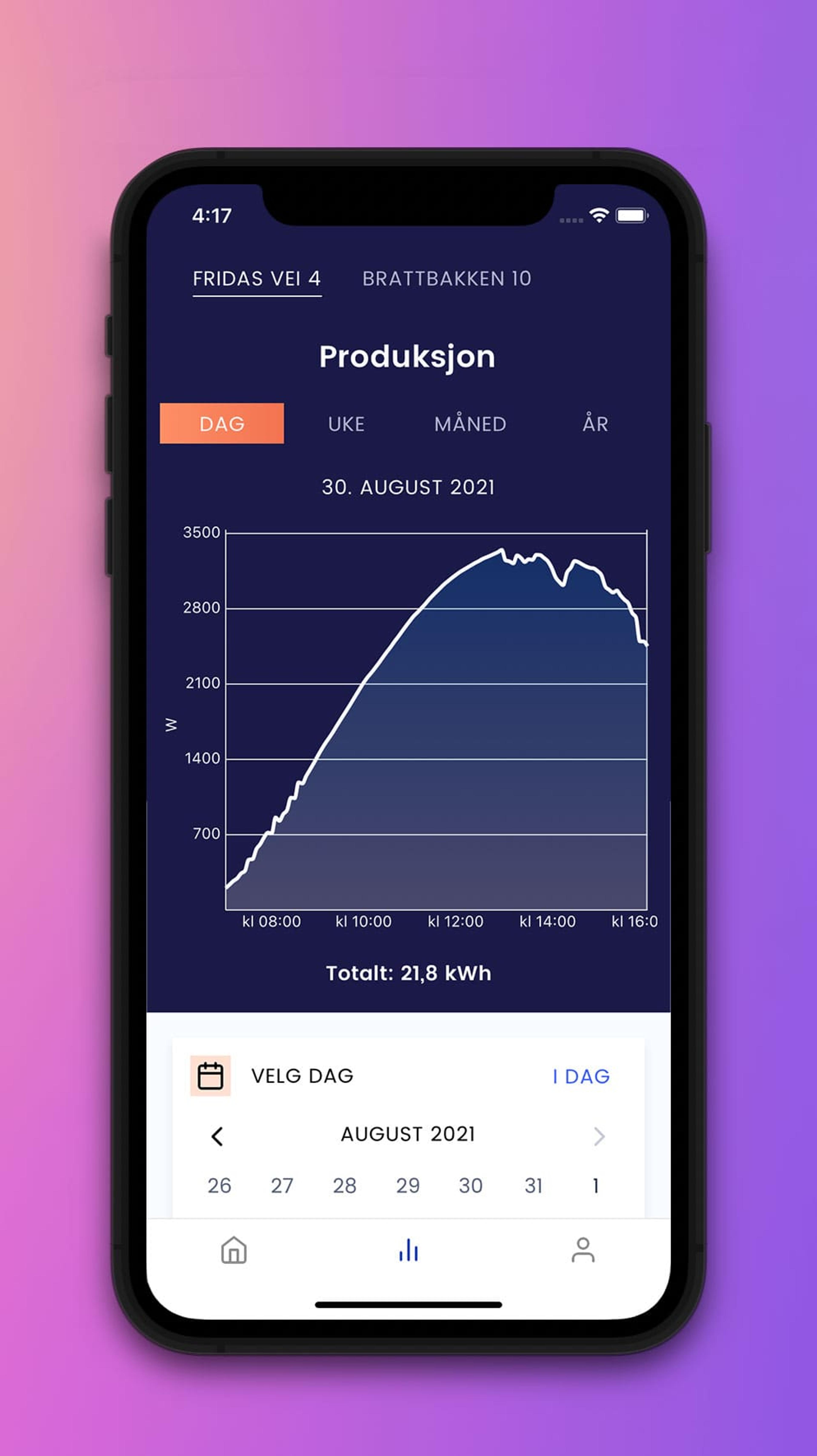 Otovo Solar App - kalender