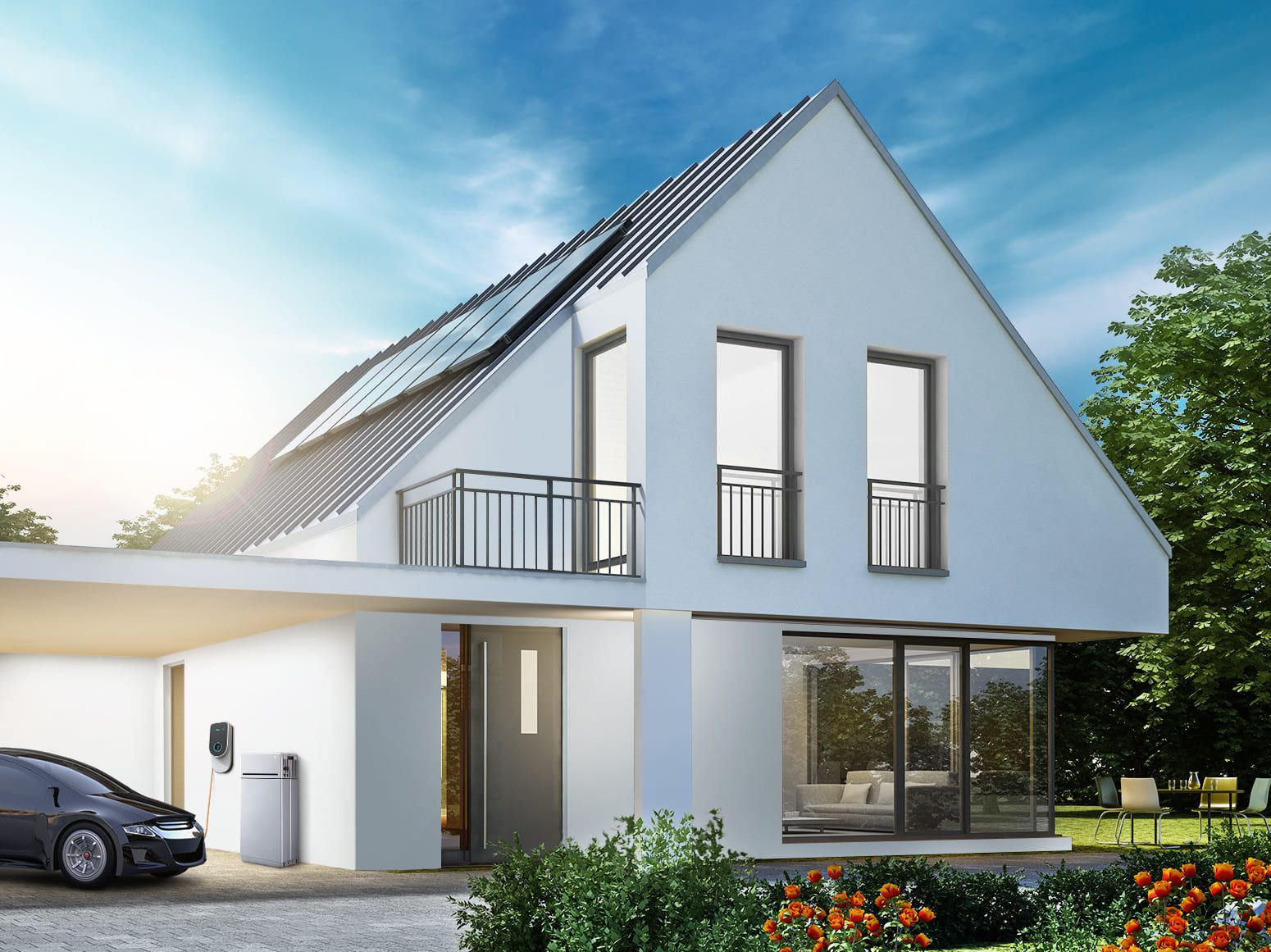 solar panels on roof