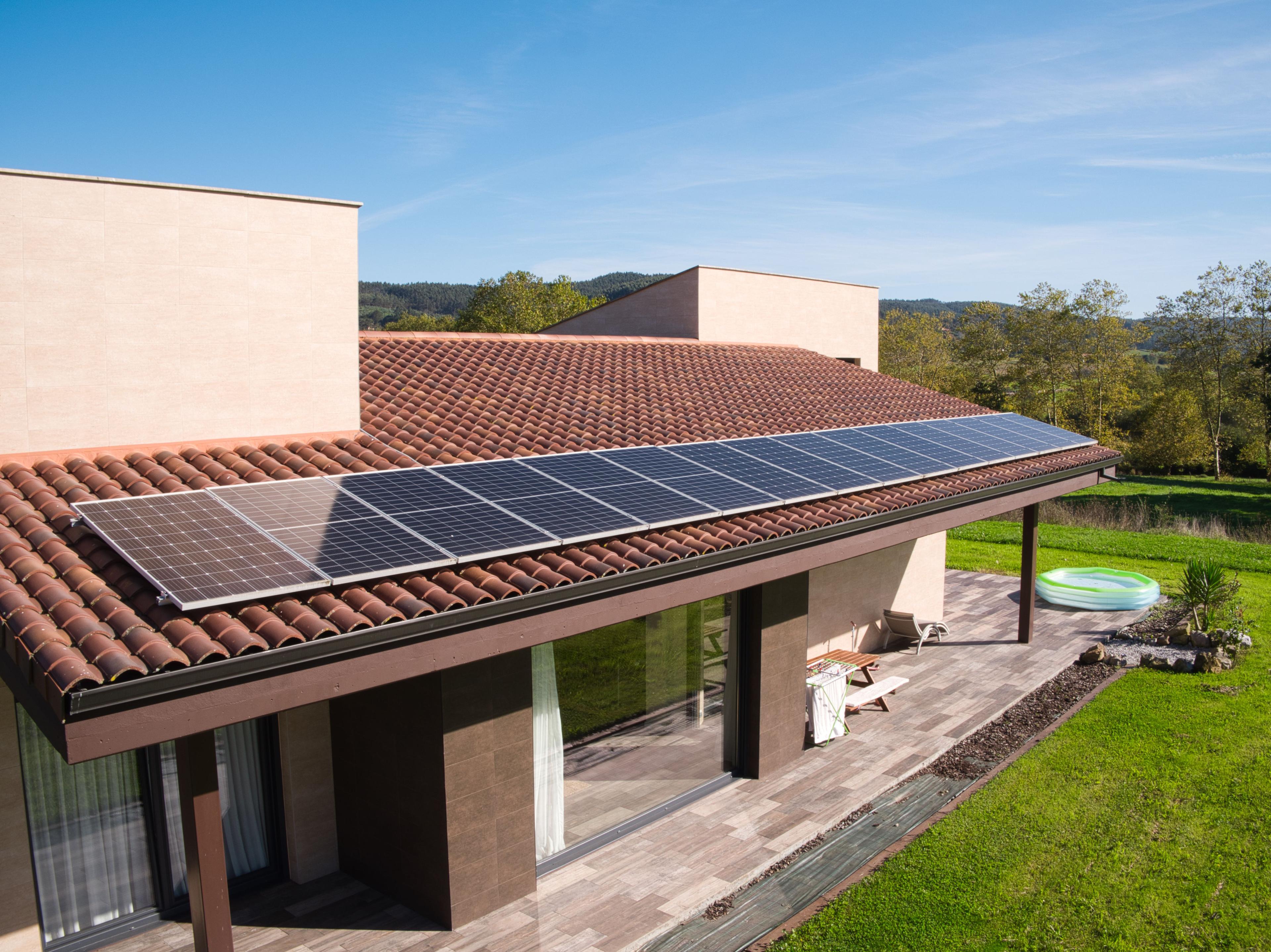 solar panels on roof