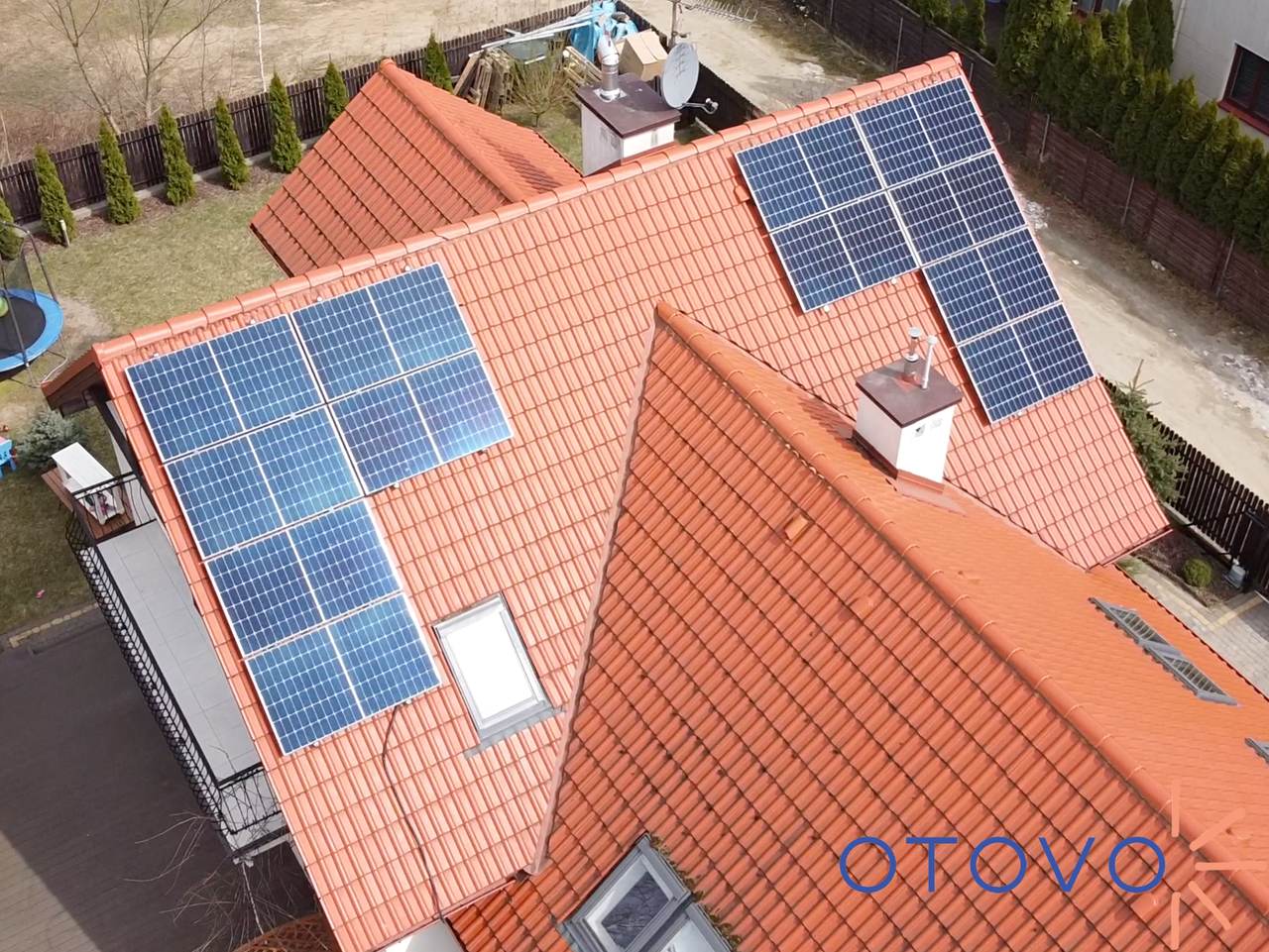 solar panels on roof
