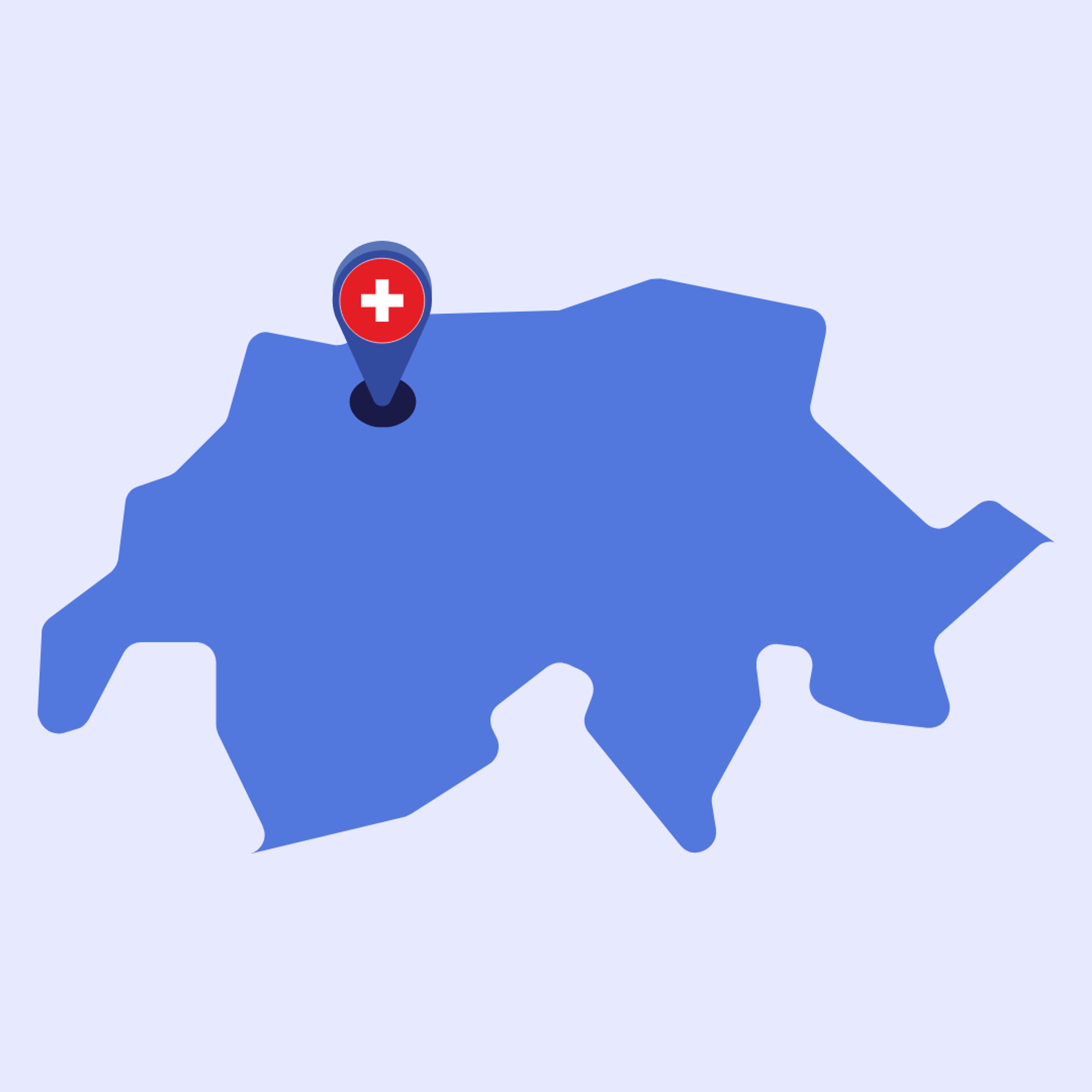 Karte der Schweiz mit Pin in Baselland