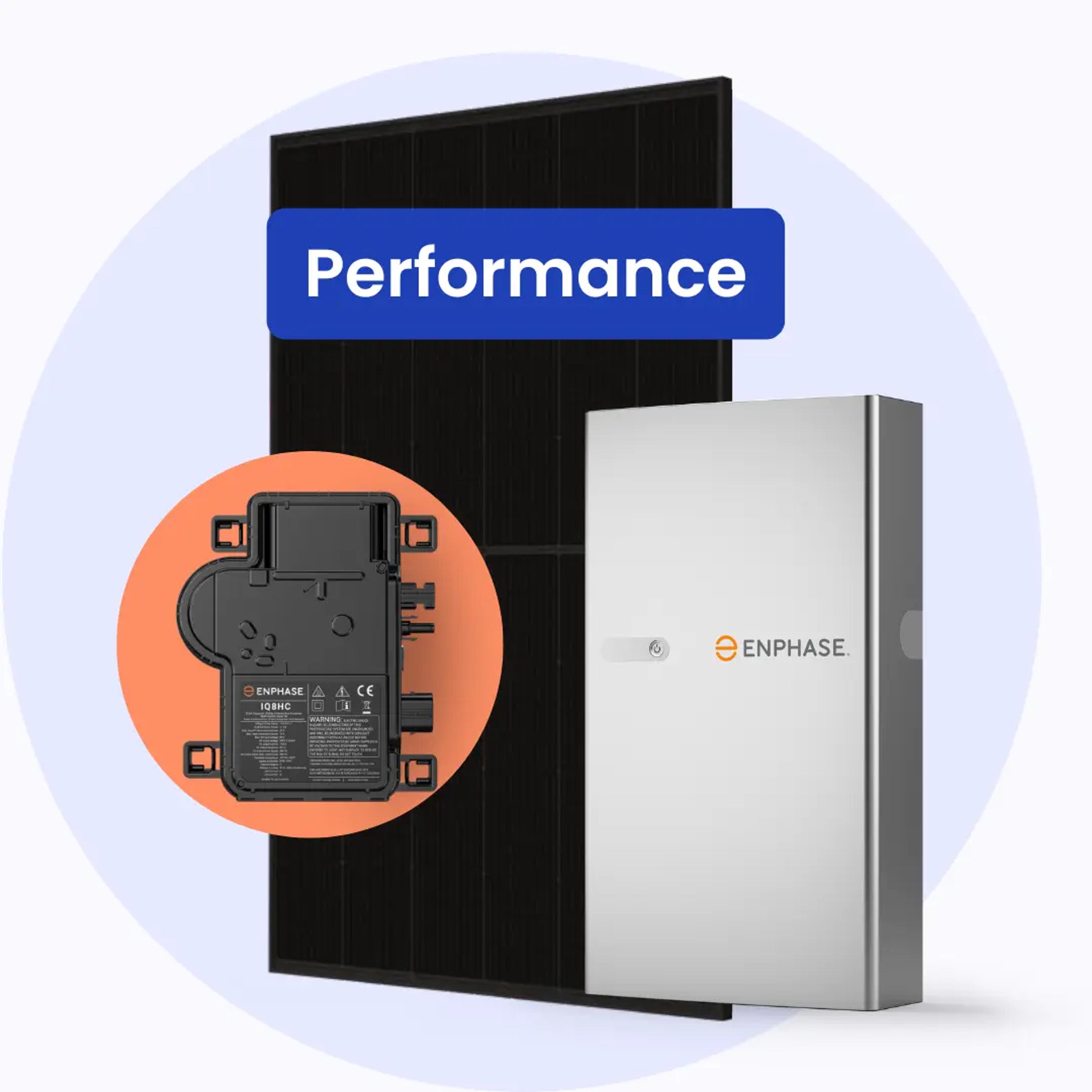 Ein Trina Solarmodul mit Enphase Mikrowelchselrichter und Enphase Batteriespeicher.