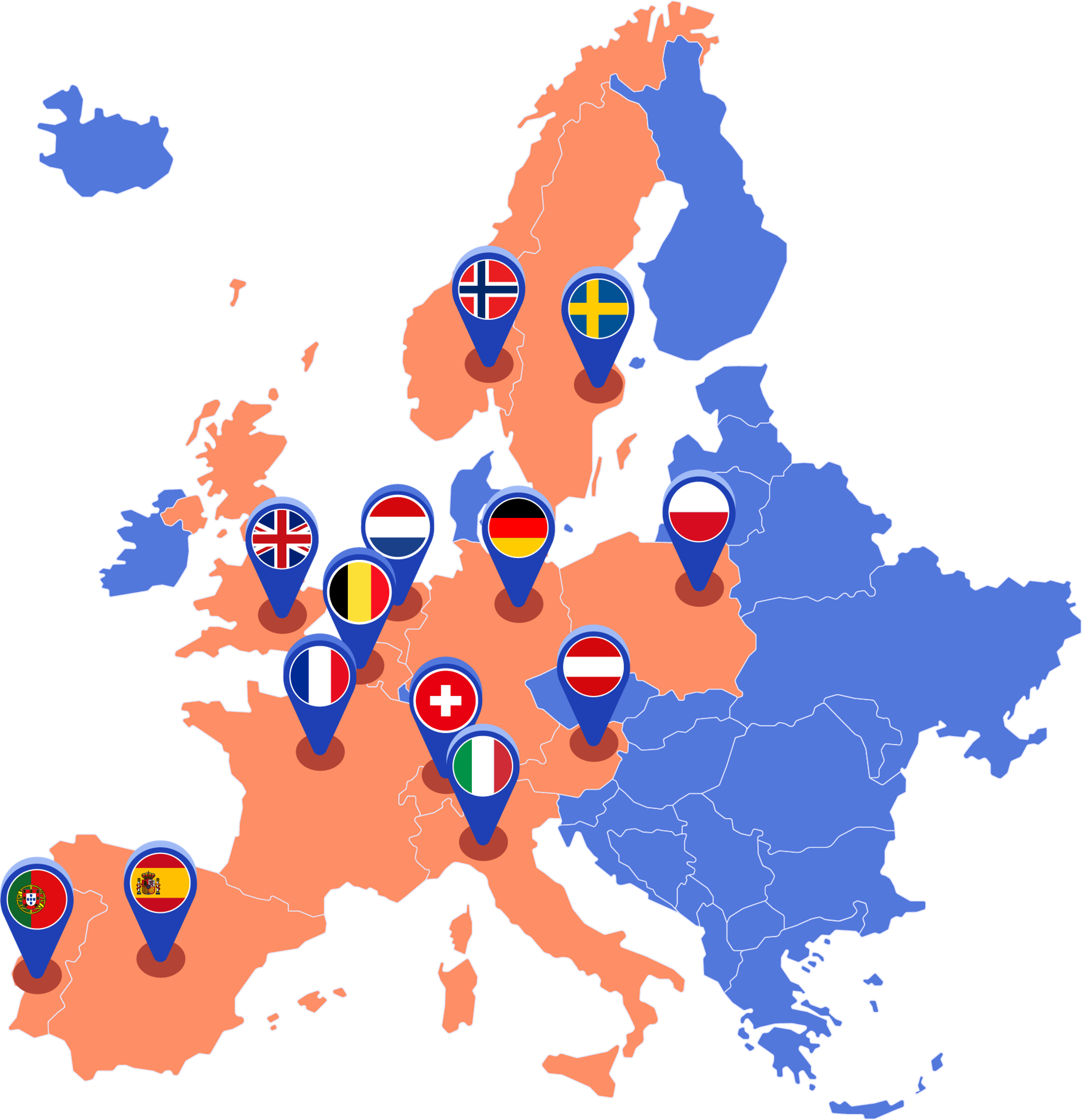 karta över de europeiska länder där otovo har verksamhet