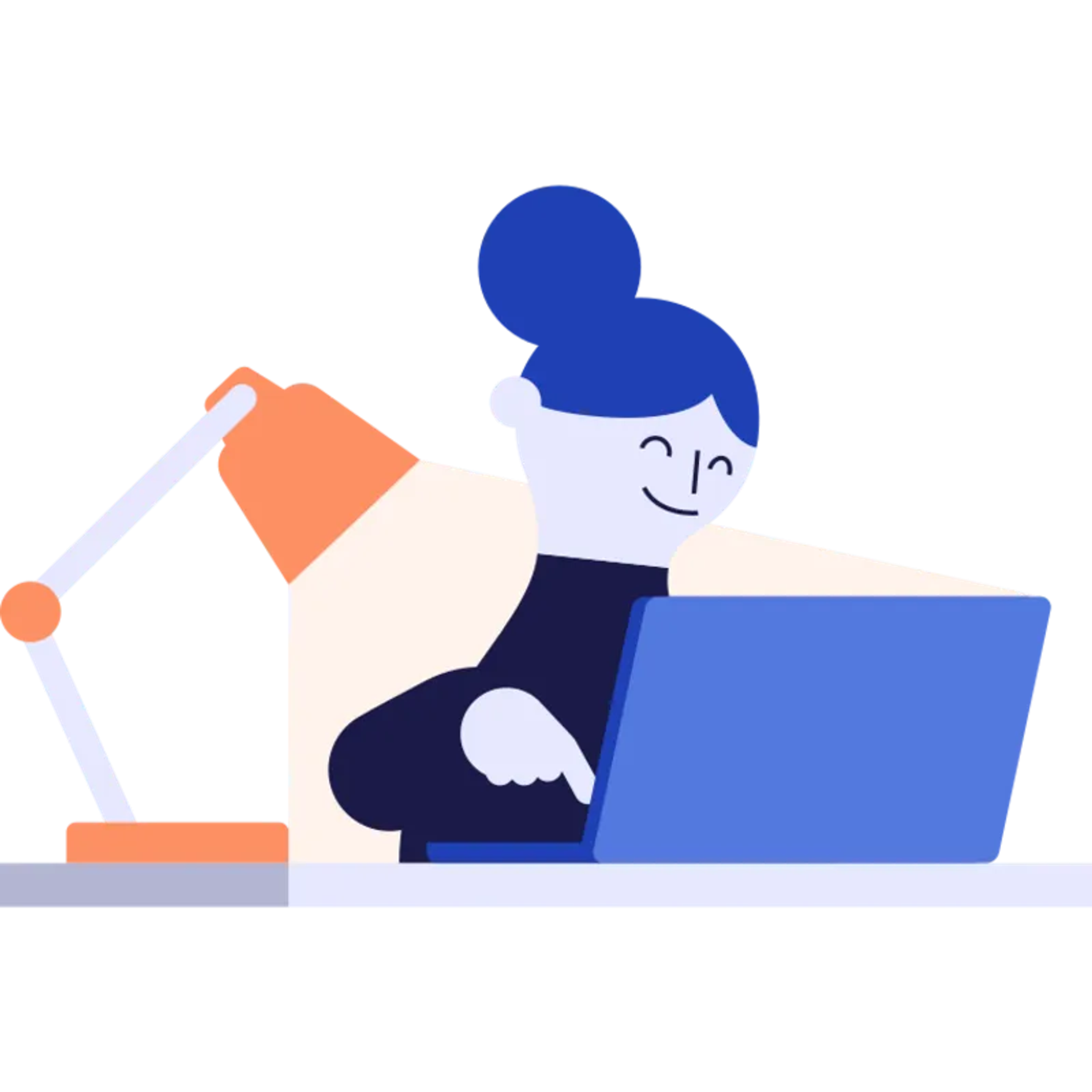 Ilustration över person framför dator