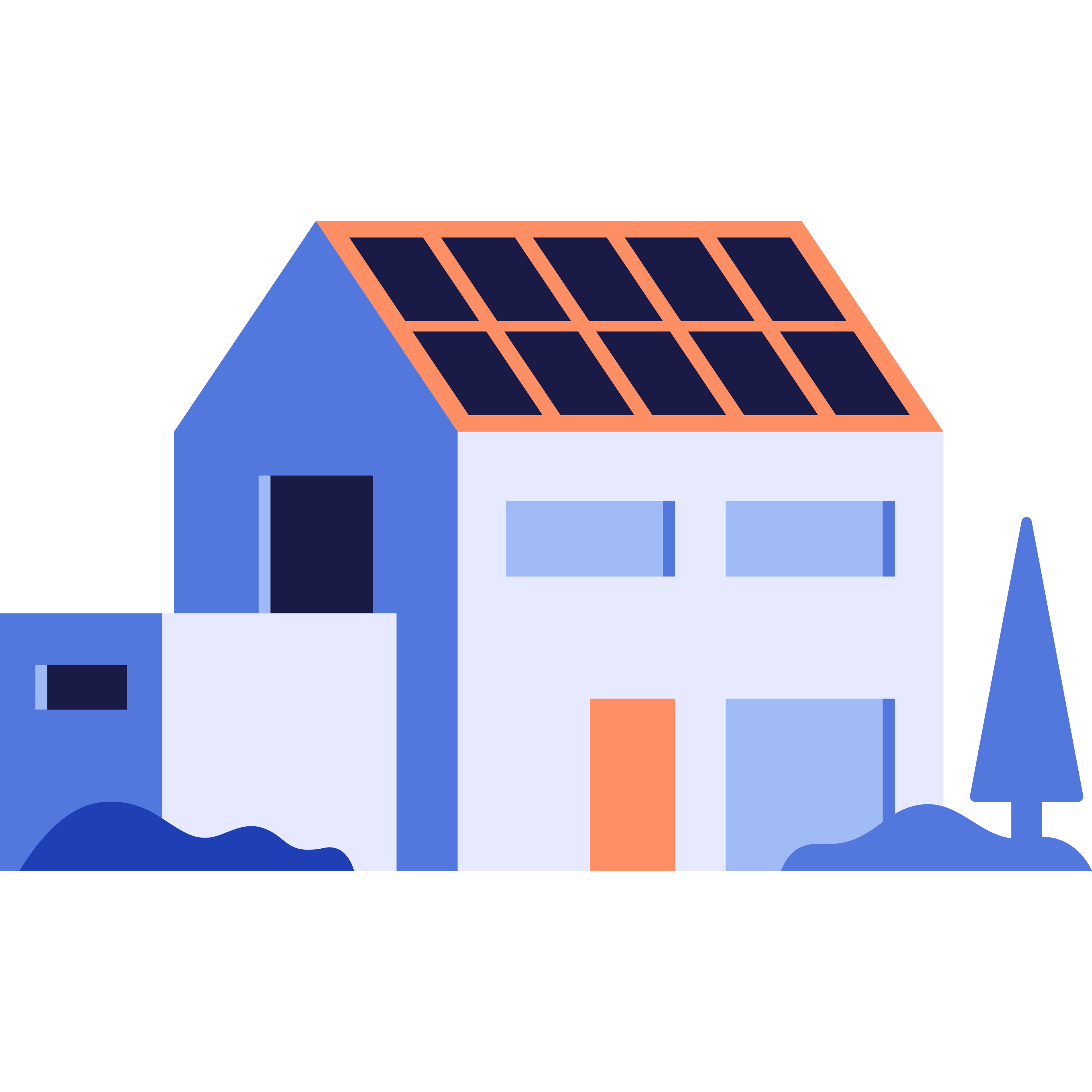 Ilustração de casa com painéis solares
