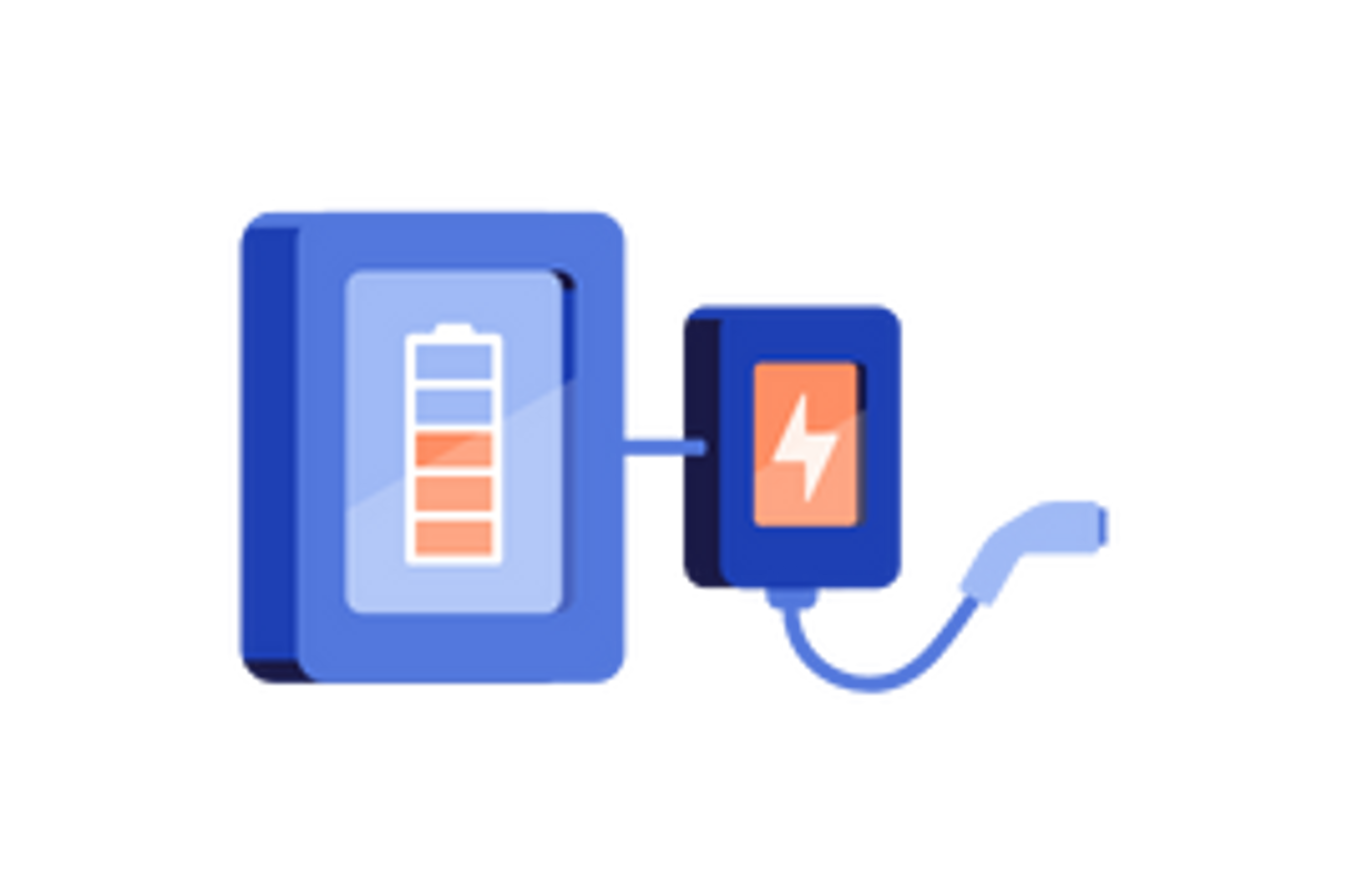 Et batteri og en lader