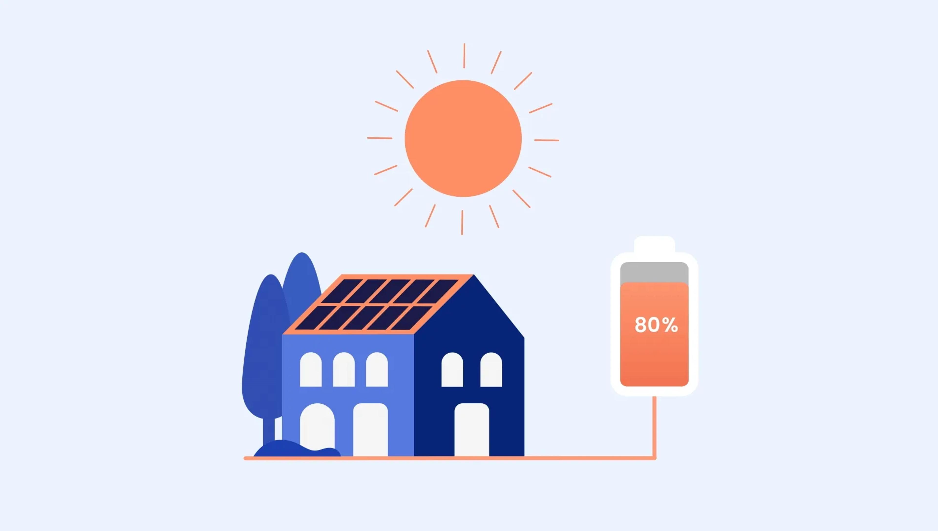 illustration maison panneaux solaires et batterie domestique