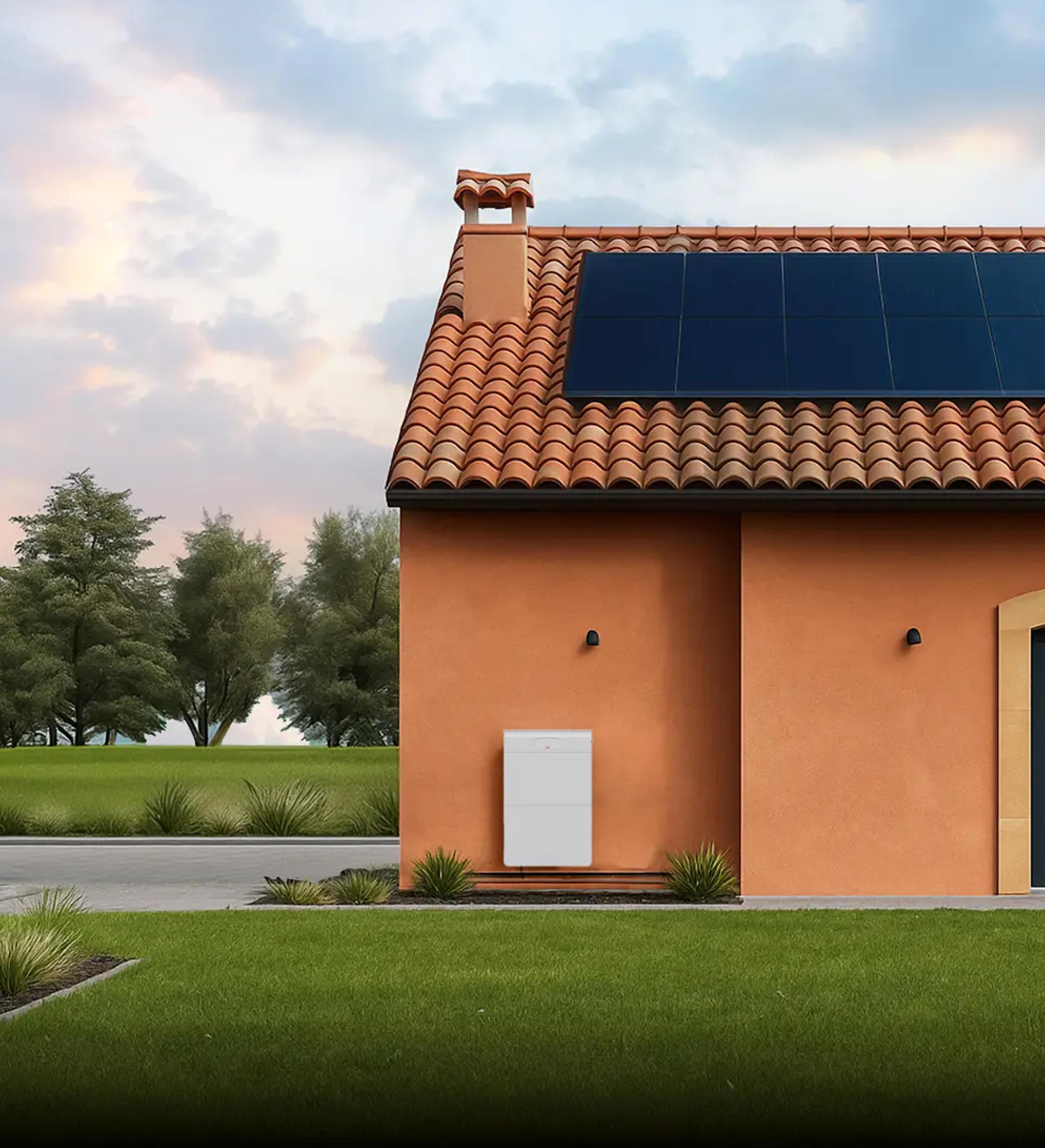 casa con energía fotovoltaica y almacenamiento