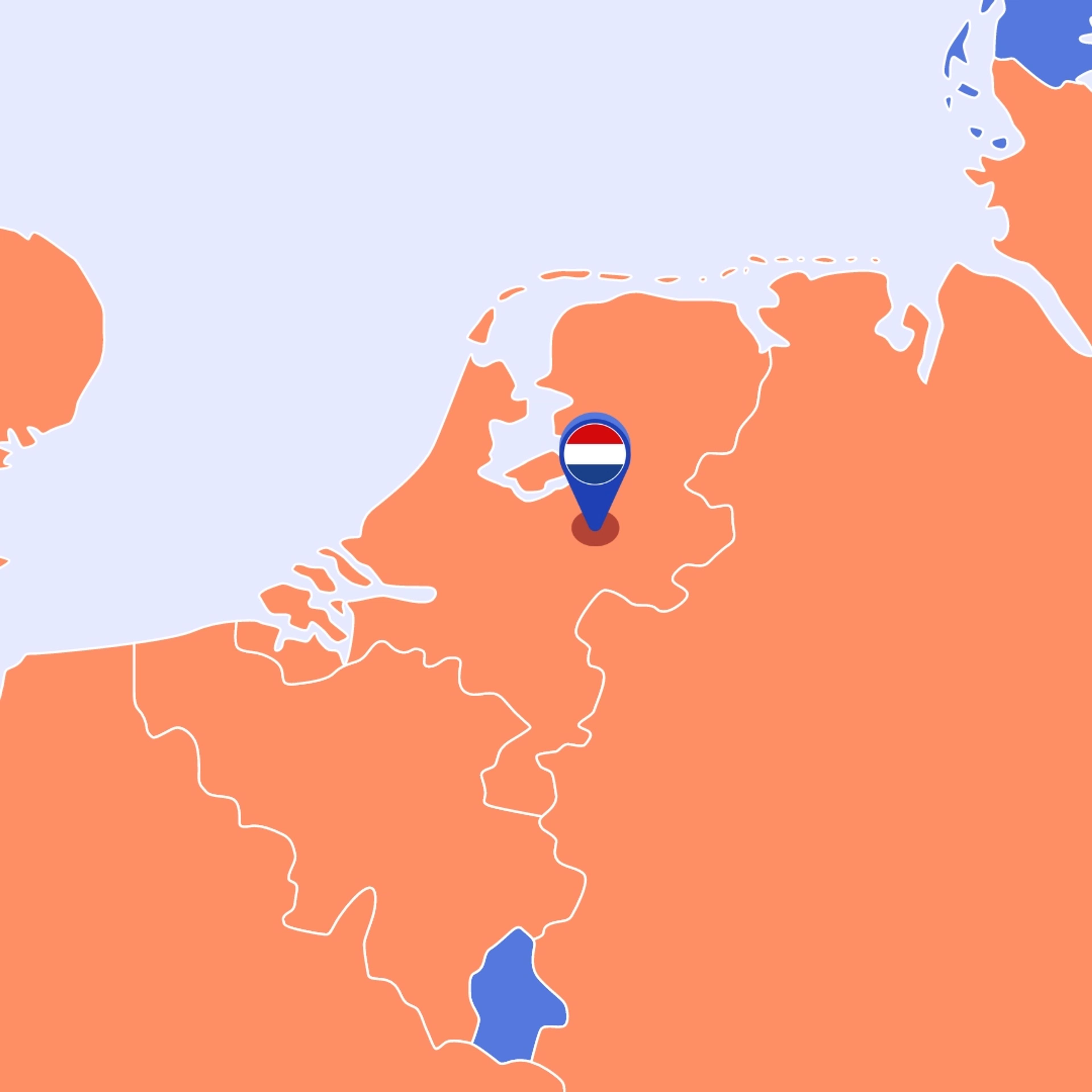 Kaart van Nederland met de pin op Apeldoorn