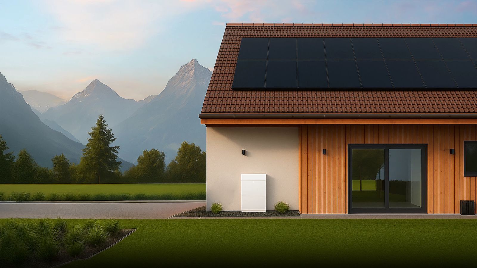 Haus mit Photovoltaik und Speicher