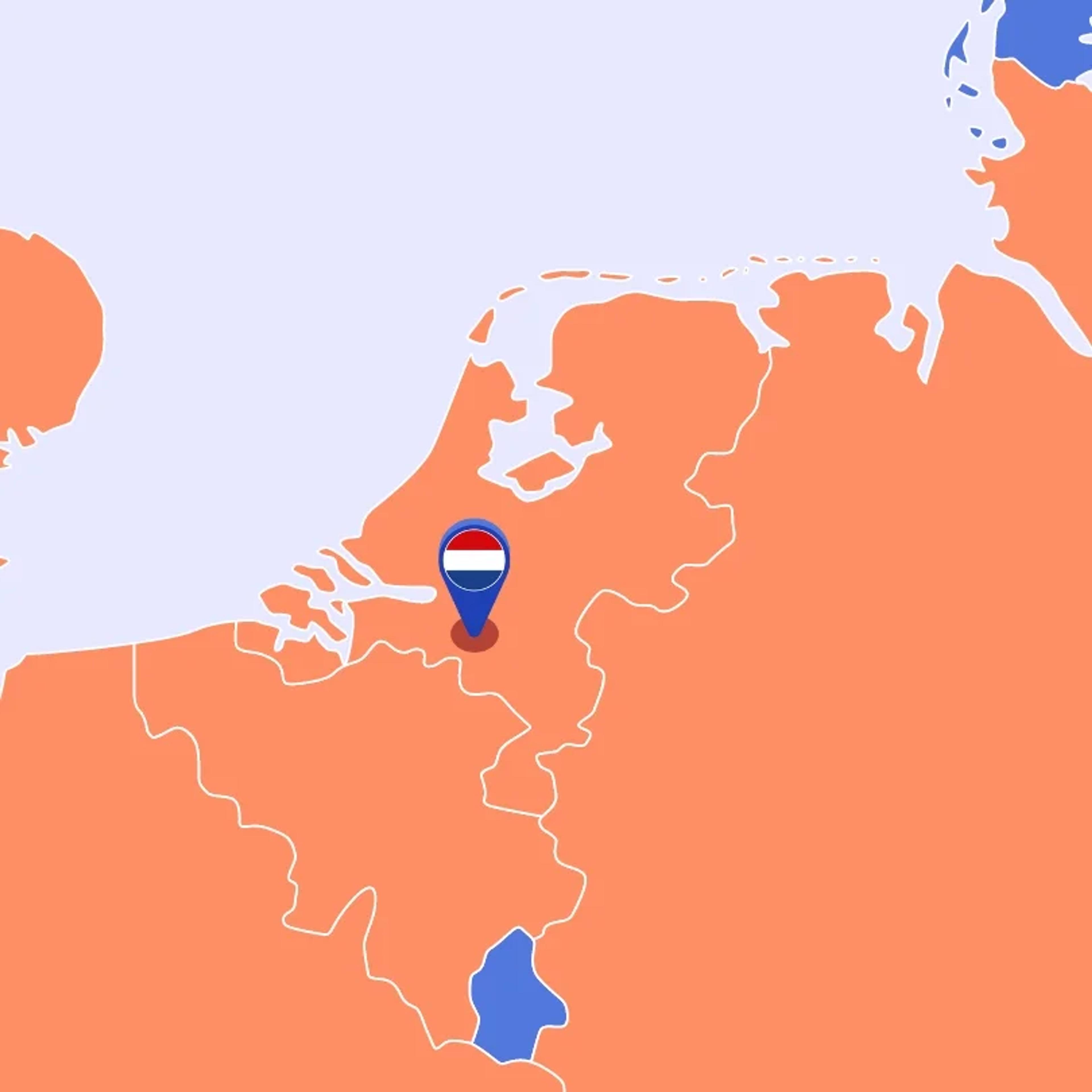 Kaart van Nederland met de pin op Tilburg