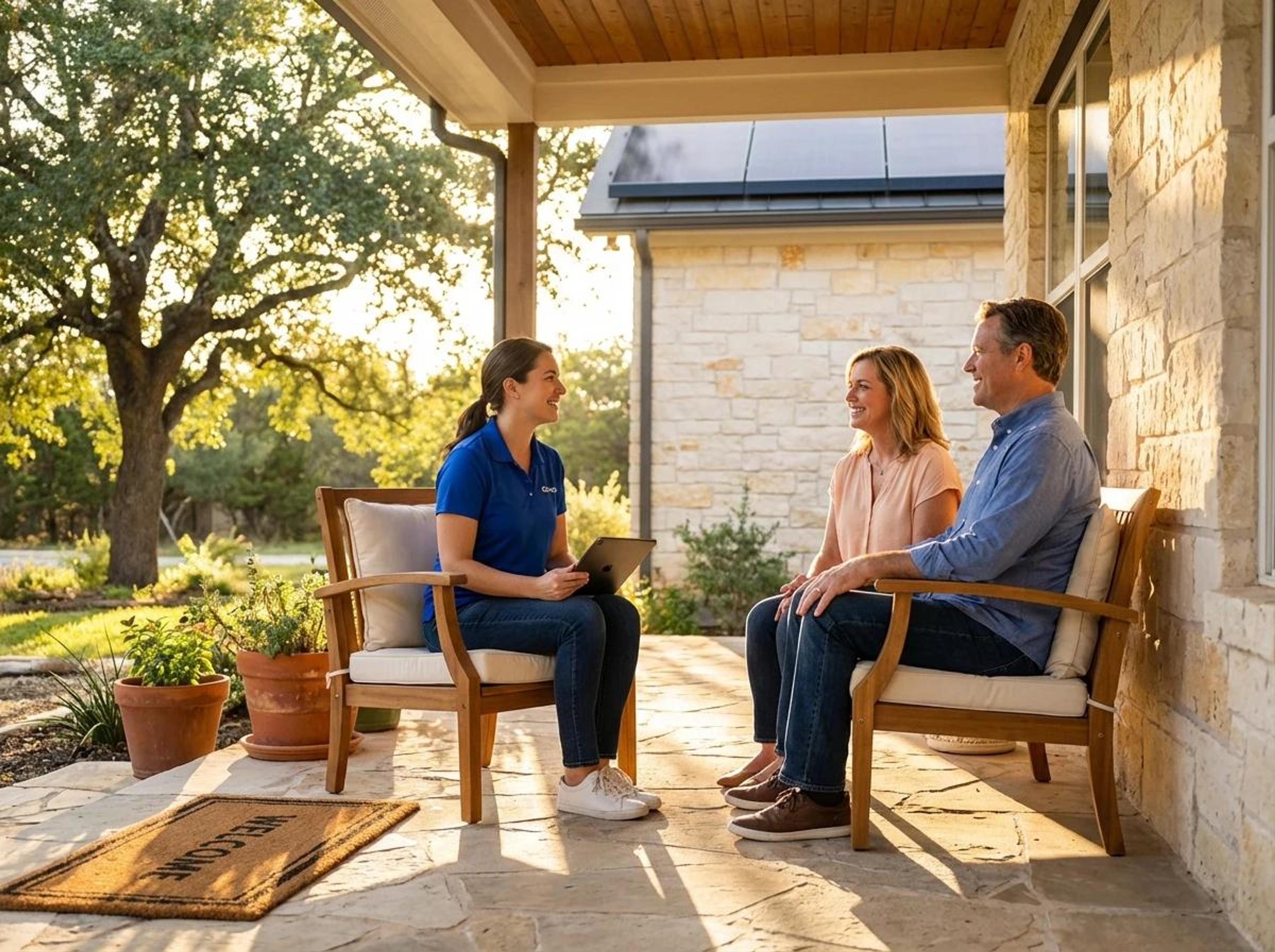 Otovo team member helping a homeowner review service options