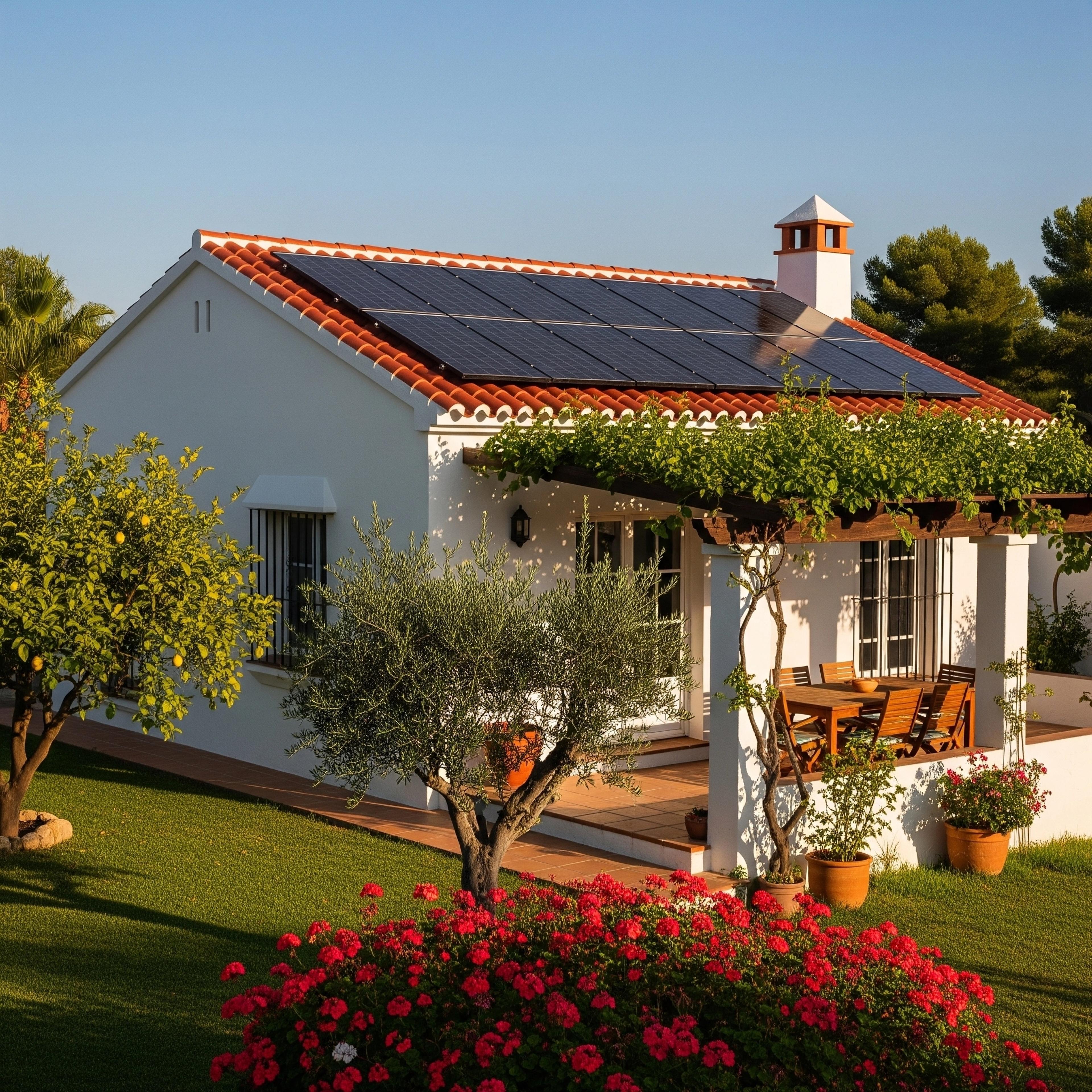 casa con paneles solares