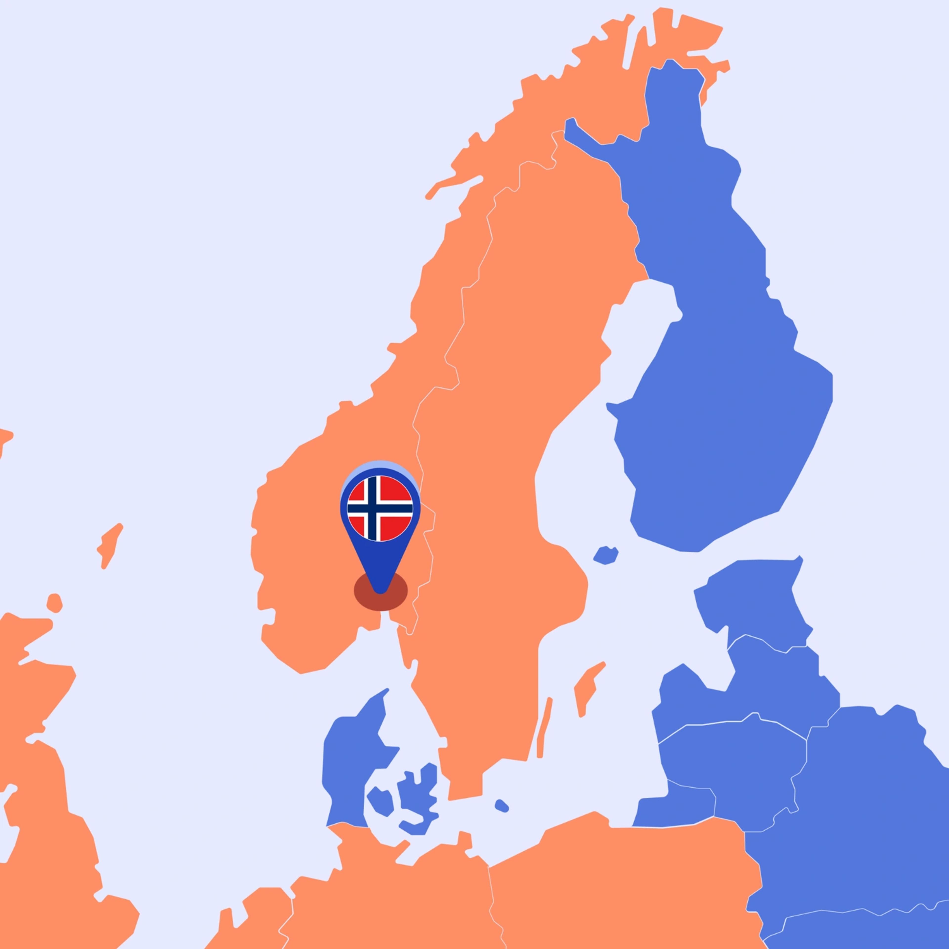 norgeskart med plassnål på drammen