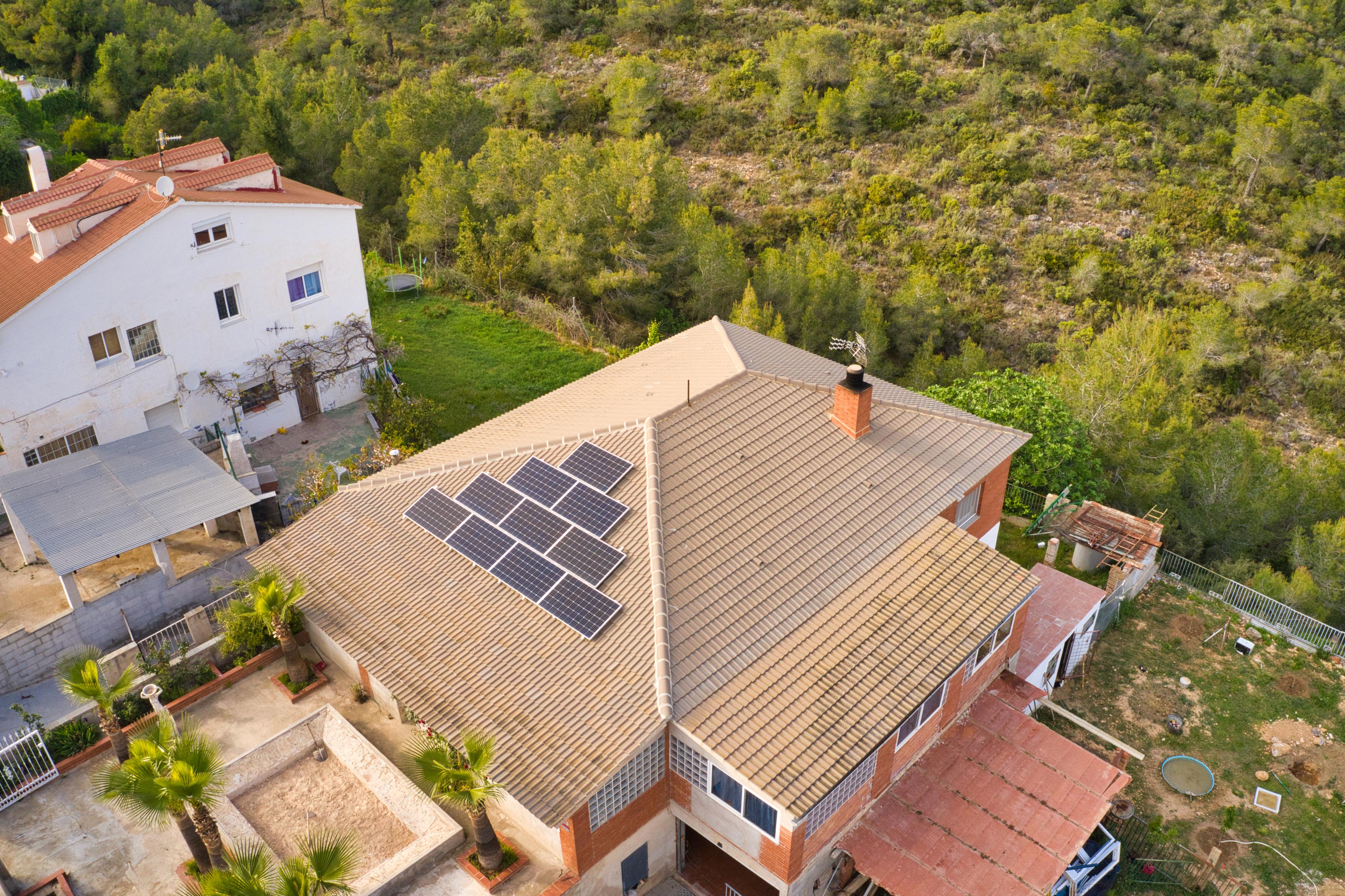 solar panels on roof