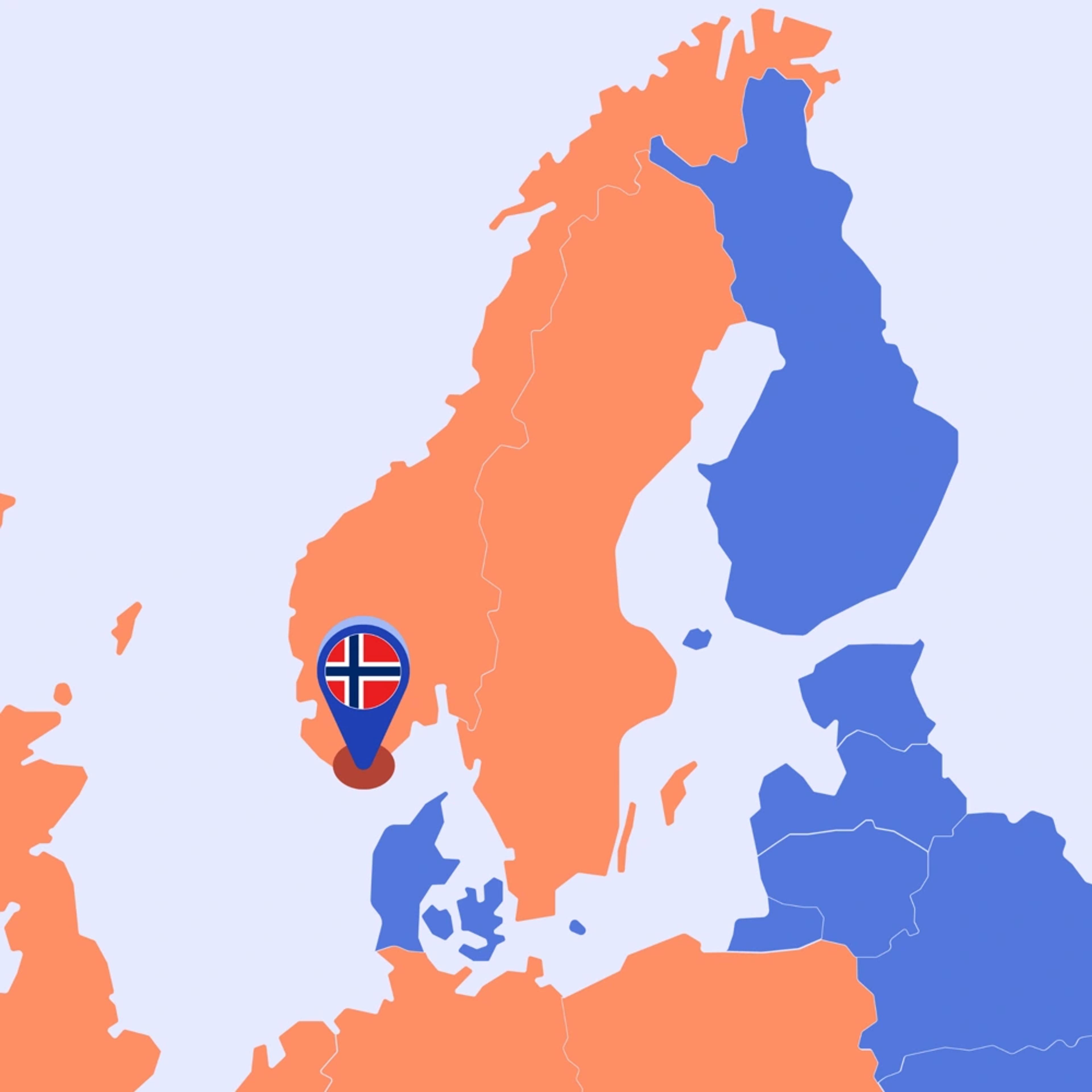 norgeskart med plassnål på kristiansand