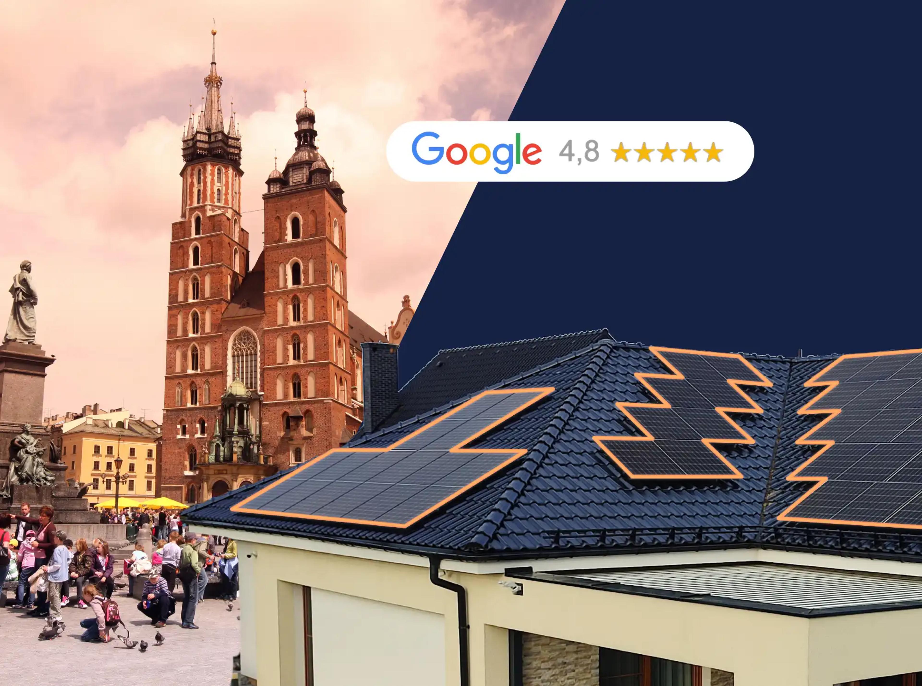 Instalacja fotwoltaiczna z Krakowem w tle