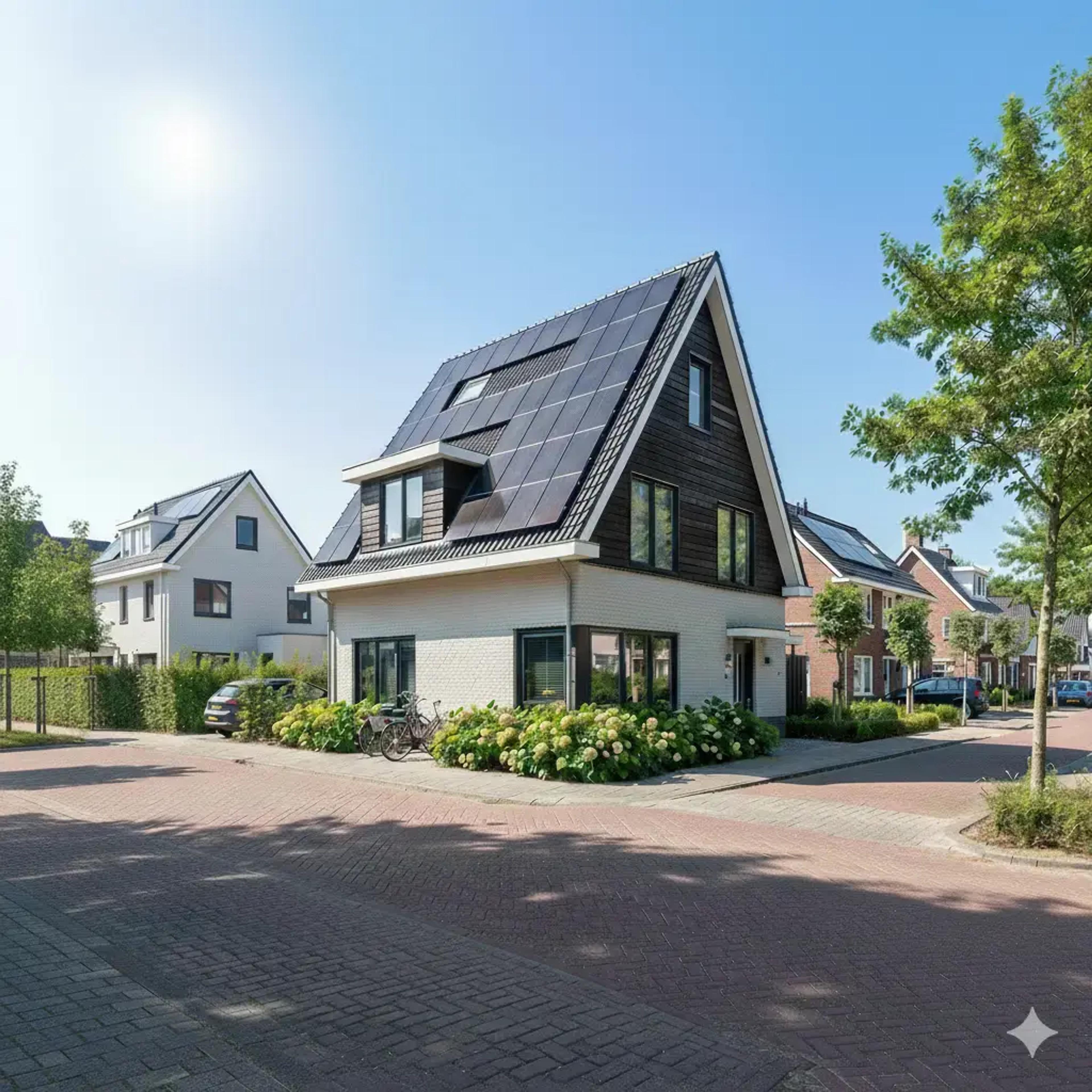 Een huis met zonnepanelen op het dak