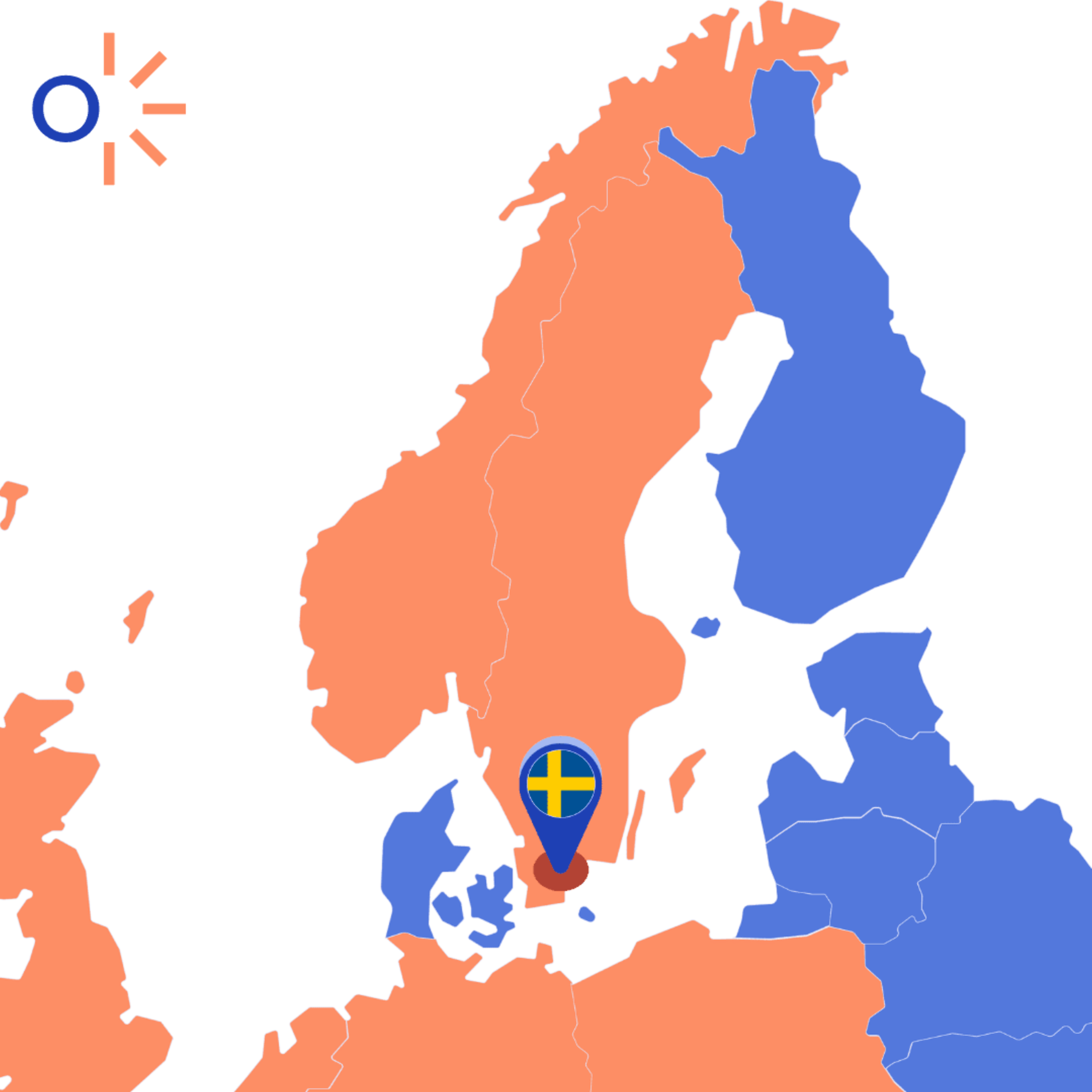 karta över sverige med platsnål på kristianstad