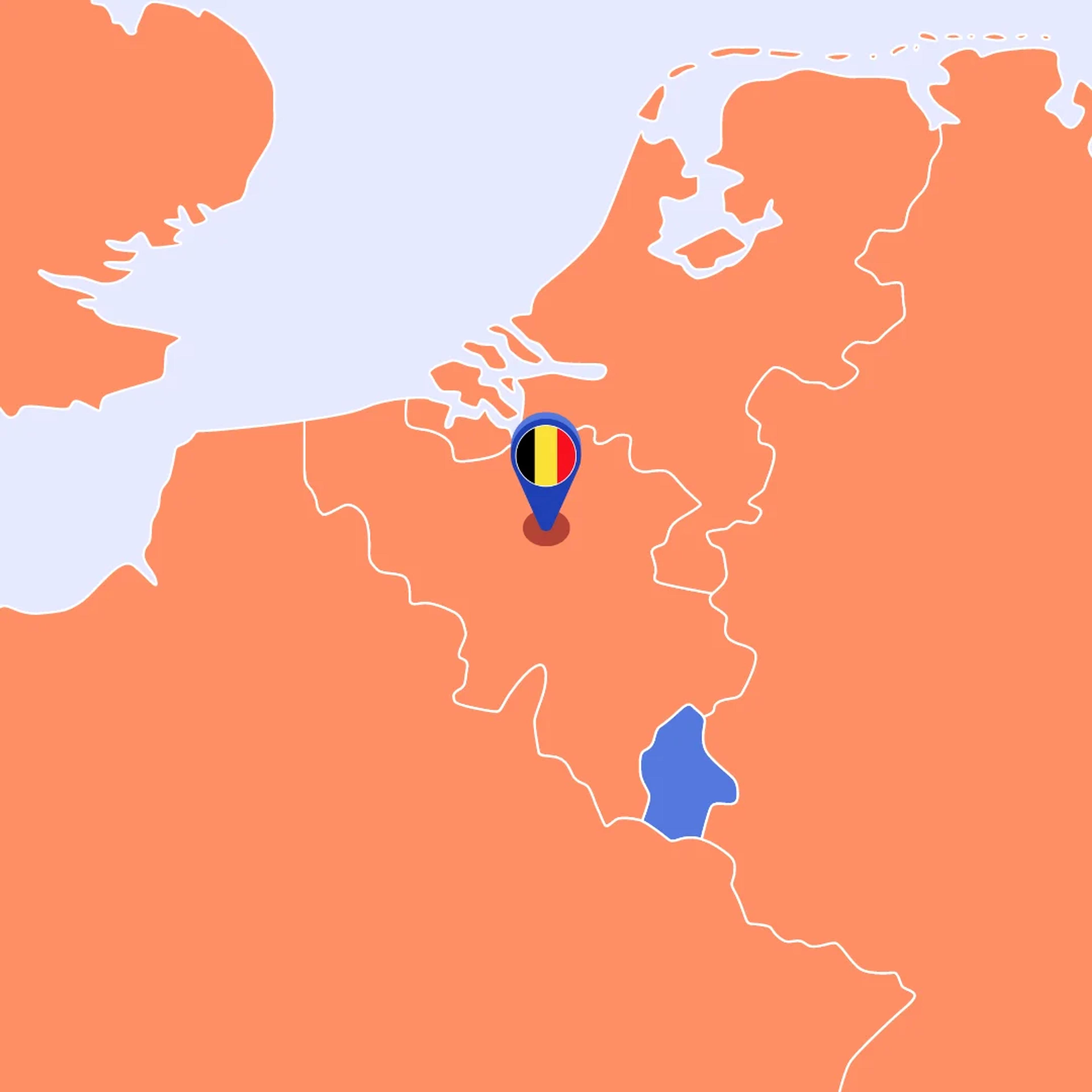 Kaart van Belgie met de Pin op Leuven