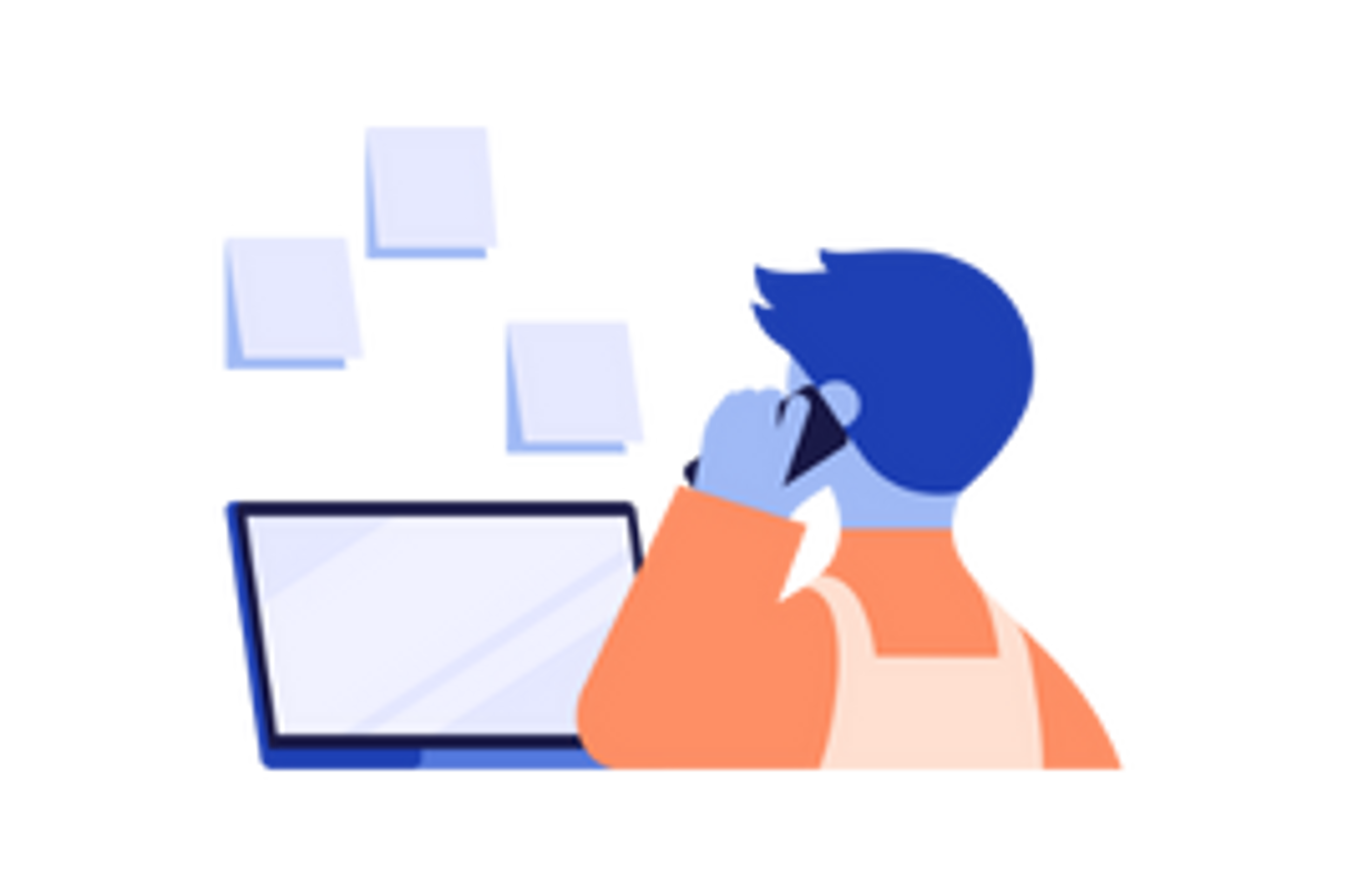 En mann som prater i telefon foran en pc