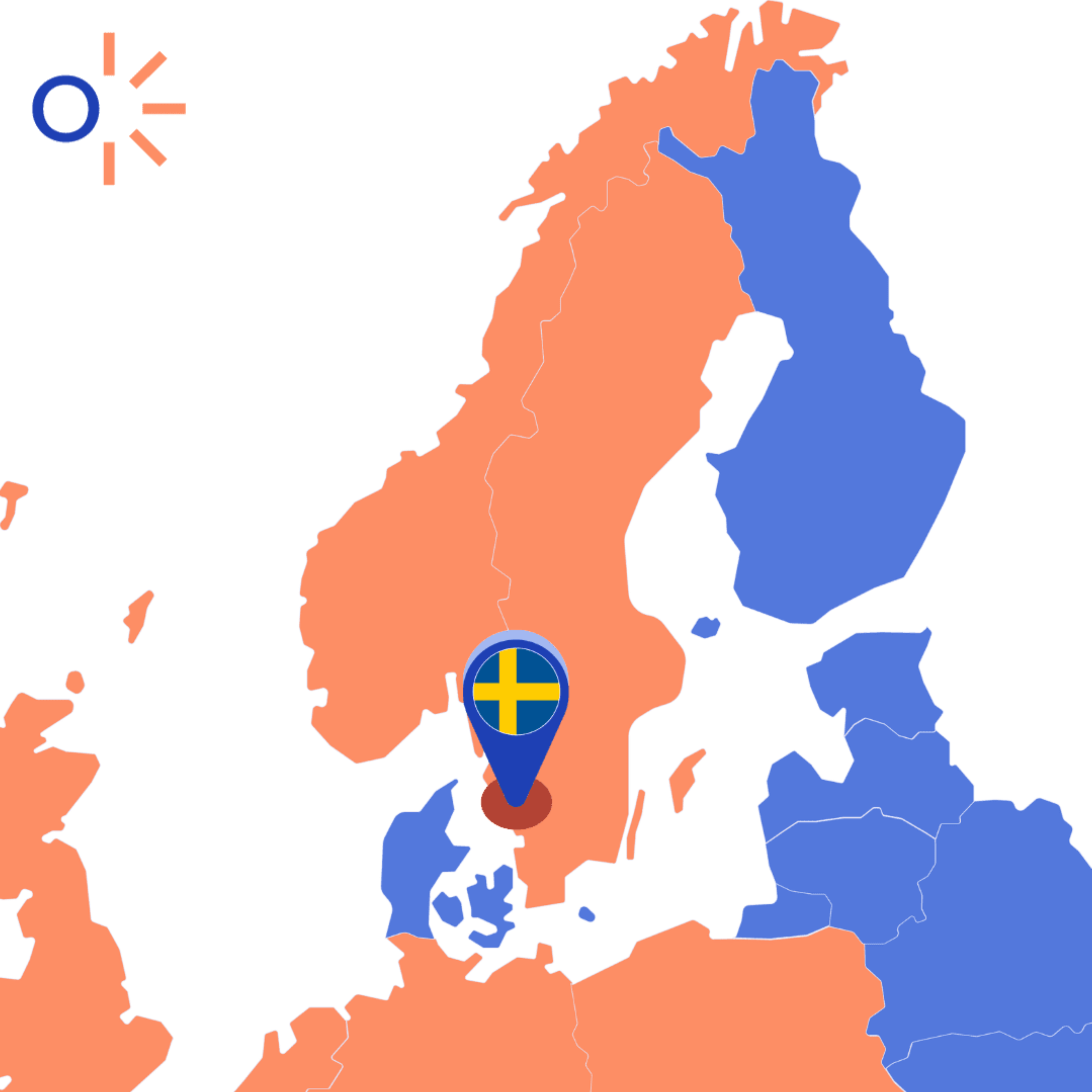 sverigekarta med platsnål på hallands län