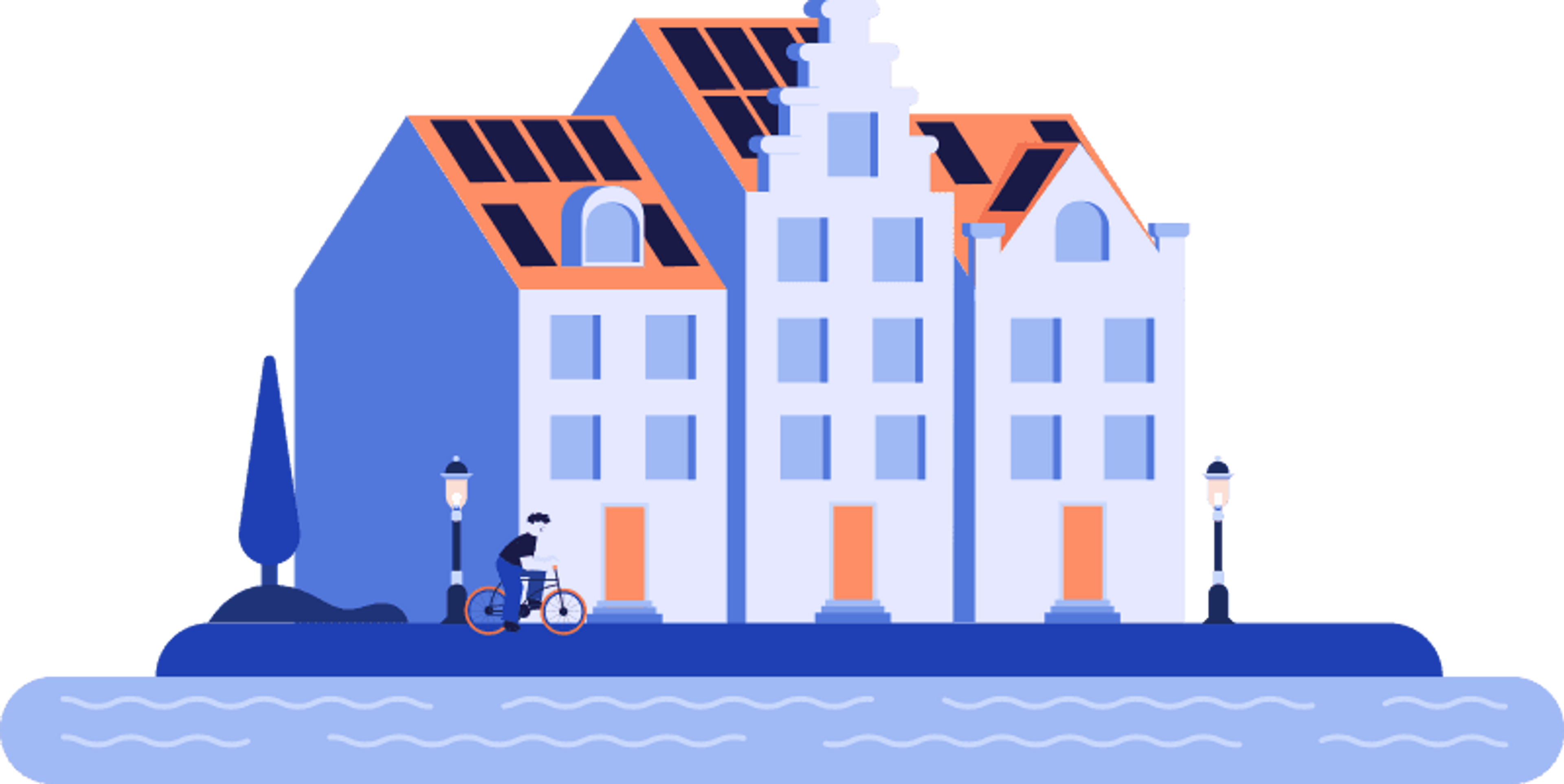 prédios com painéis solares