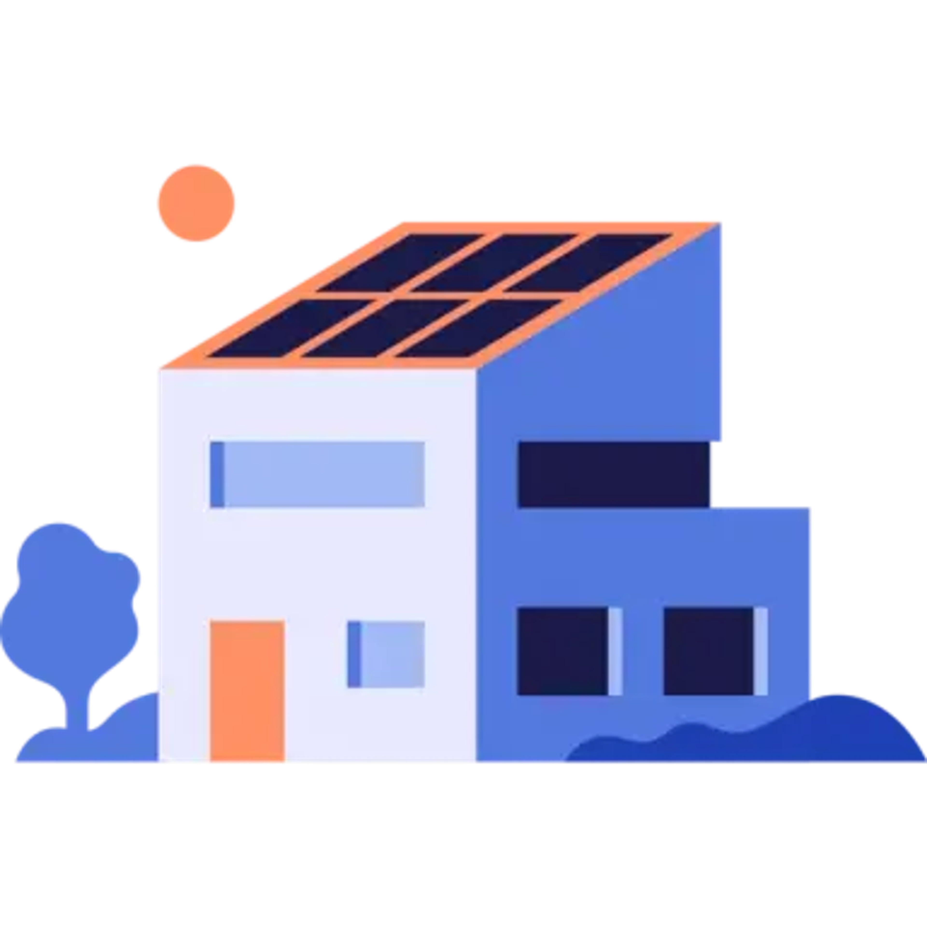 illustration hus med solpaneler på taket