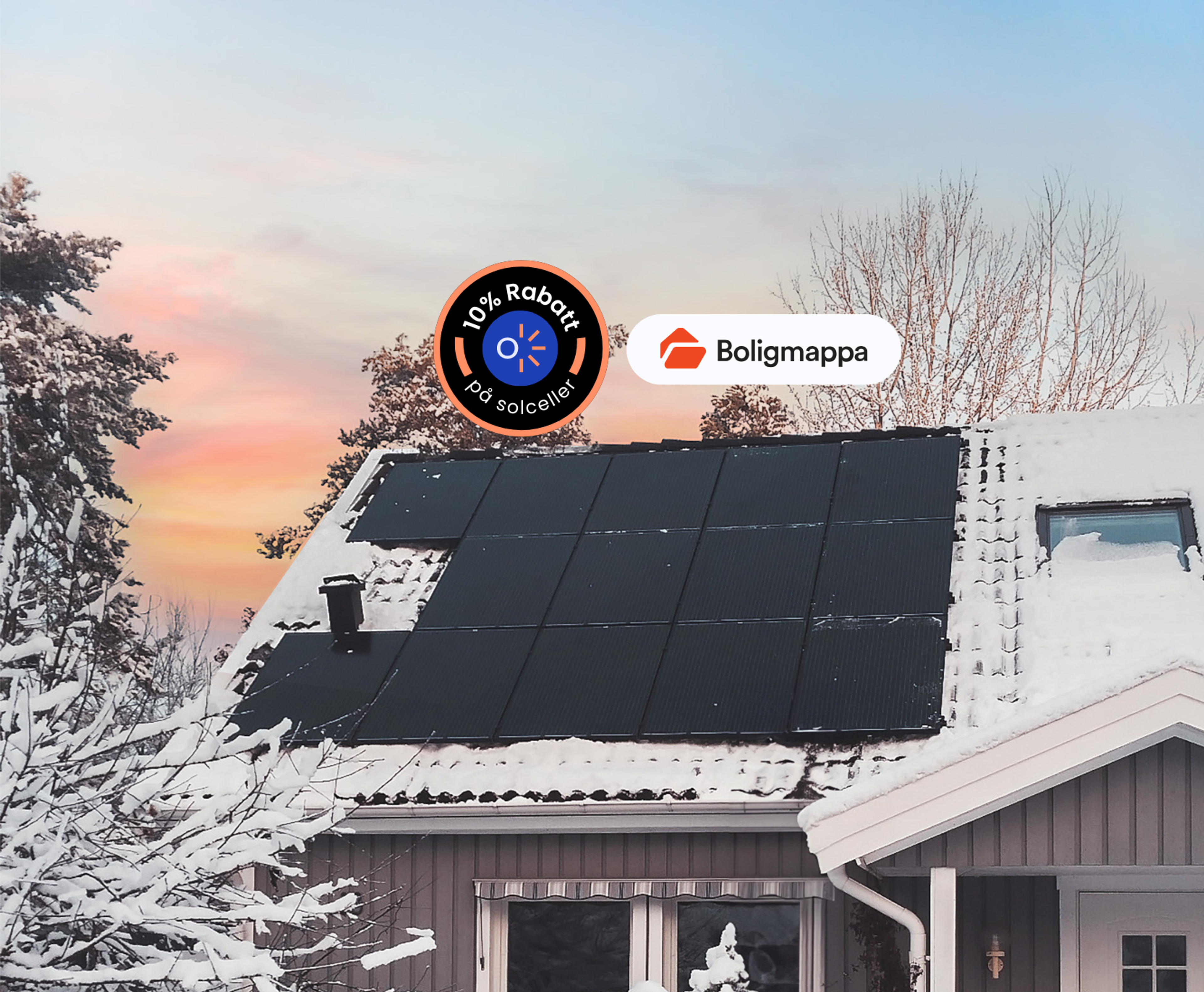 hus med solceller i vinter